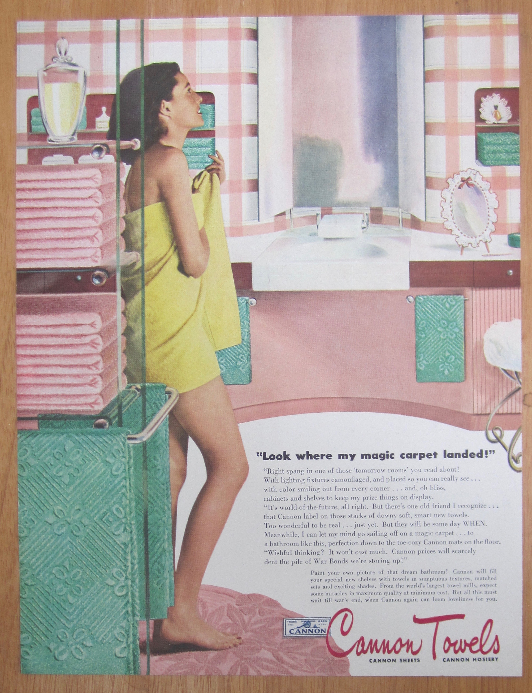 1945 Cannon Towels with Woman Wrapped in Towel