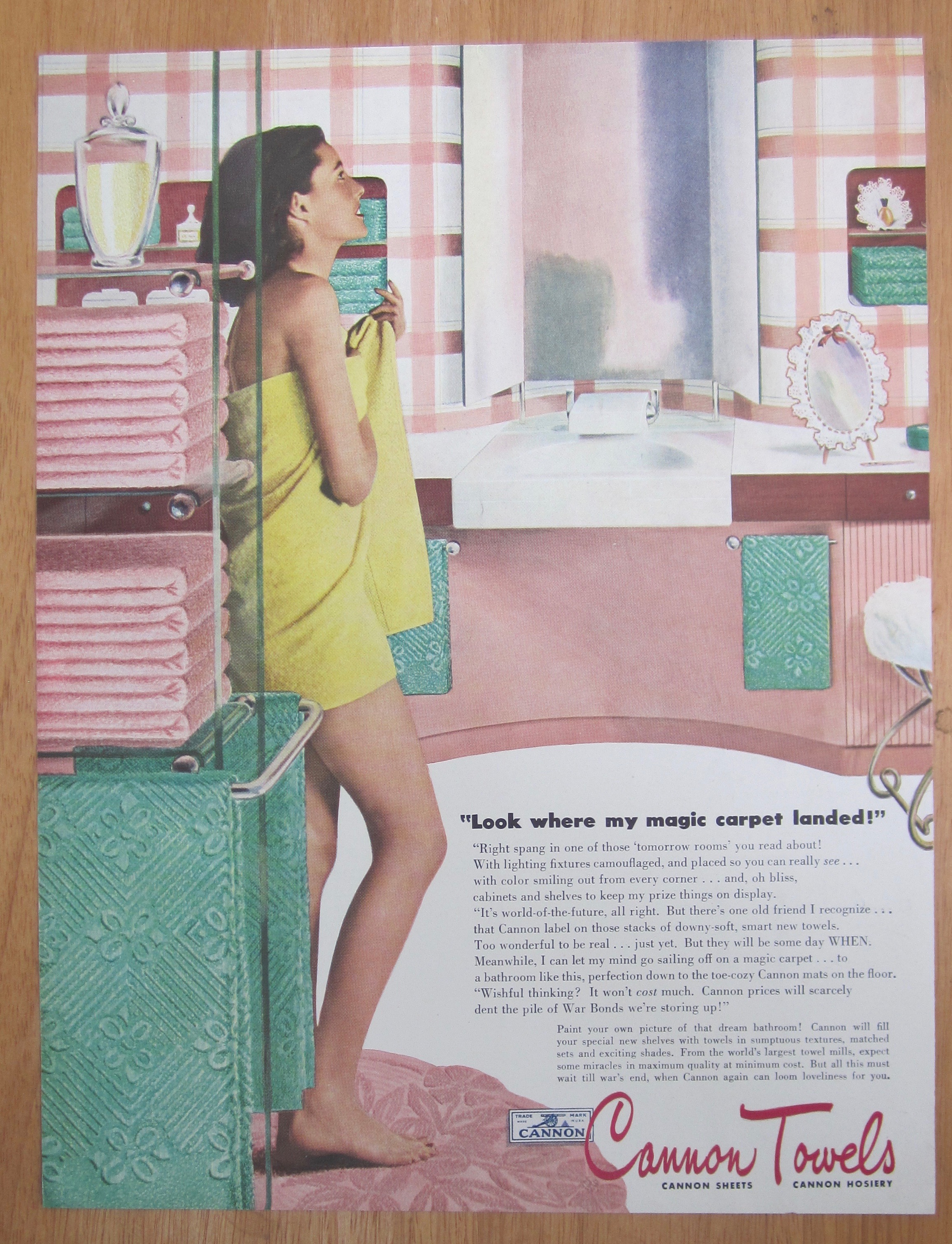 1945 Cannon Towels with Woman Wrapped in Towel