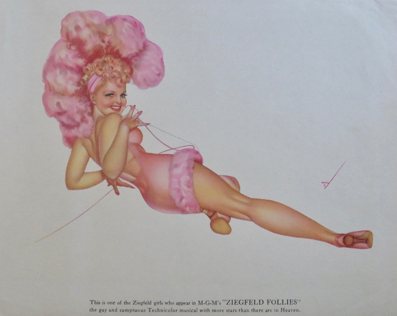1940's Sexy George Petty Ziegfeld Follies Pin Up Girl Wearing A Flower Costume While On The Telephone