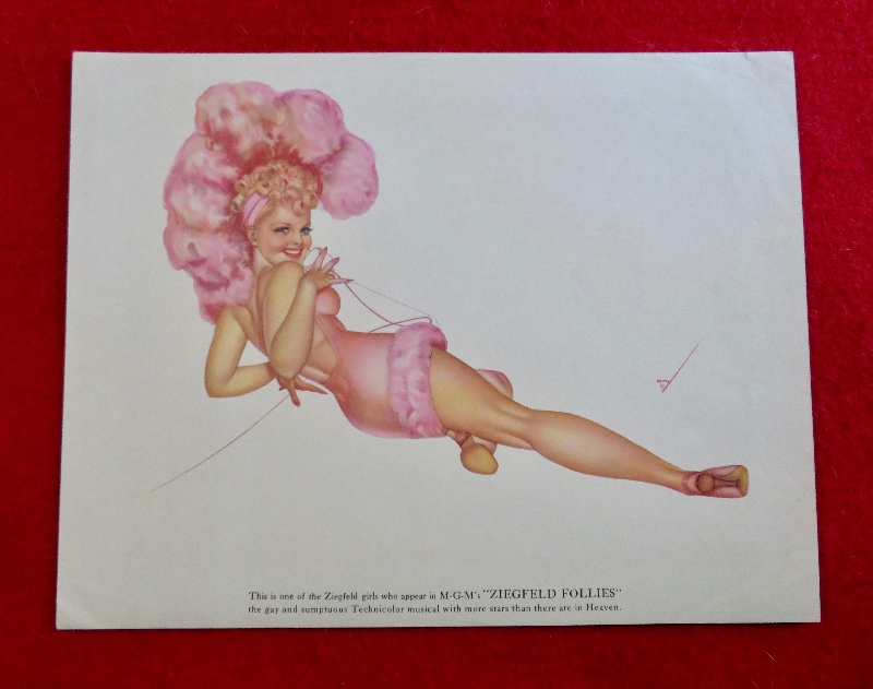 1940's Sexy George Petty Ziegfeld Follies Pin Up Girl Wearing A Flower Costume While On The Telephone