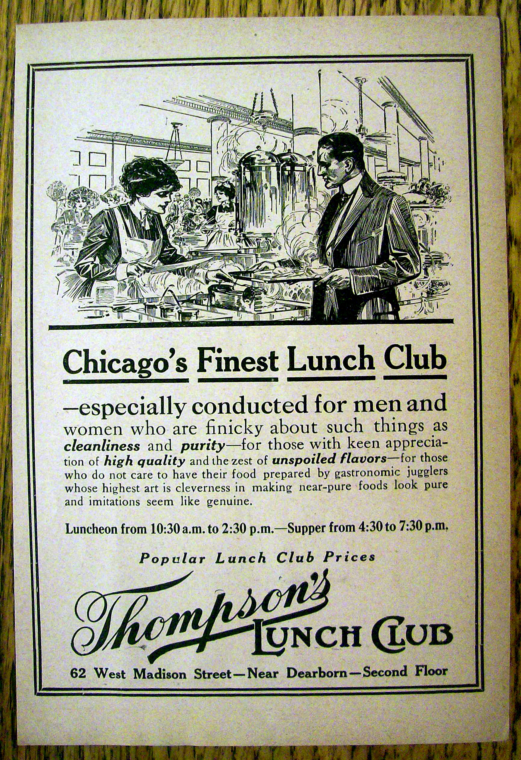 1912 Thompson's Lunch Club with Man at Counter