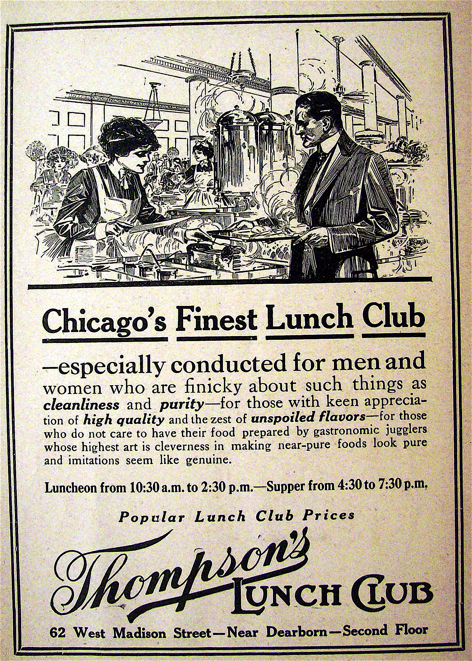 1912 Thompson's Lunch Club with Man at Counter
