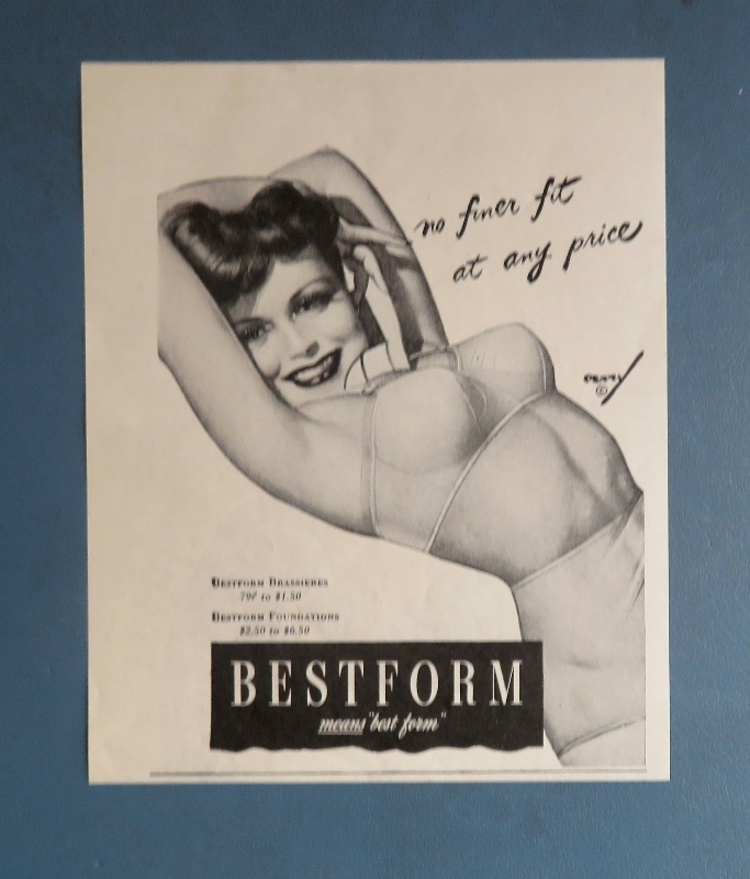 1944 Bestform With Lovely Woman Talking On A Telephone In Her Bra By George Petty