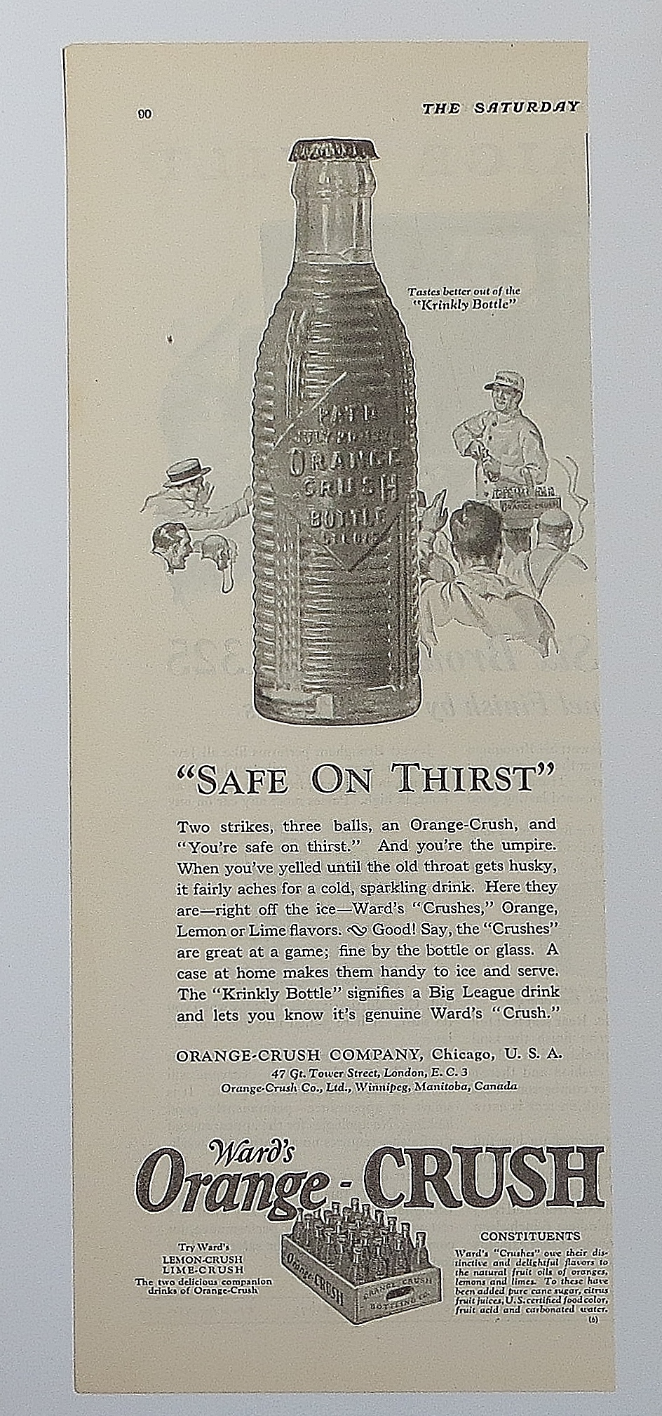 1923 Orange Crush With Bottle Of Crush