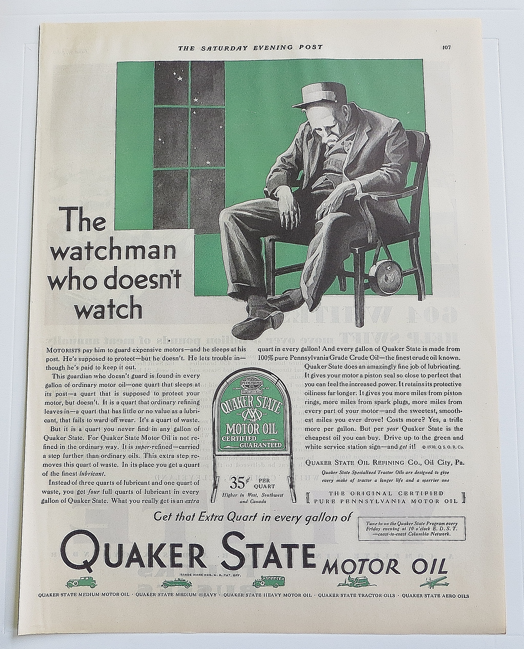 1930 Quaker State With Watchman