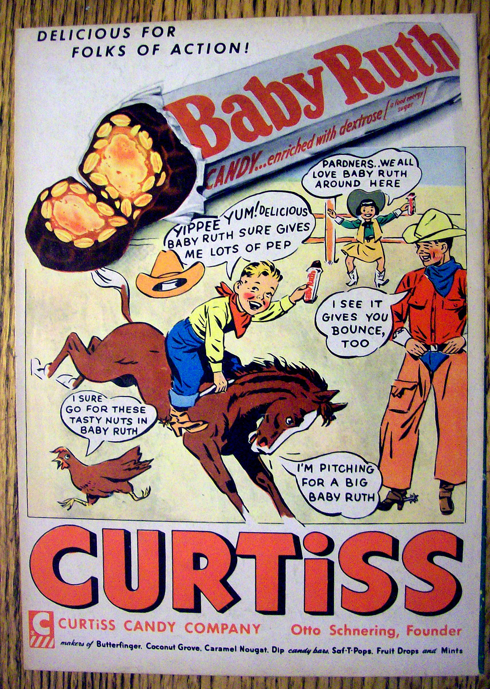 1950's Curtiss Baby Ruth Candy Bar with Boy On A Horse