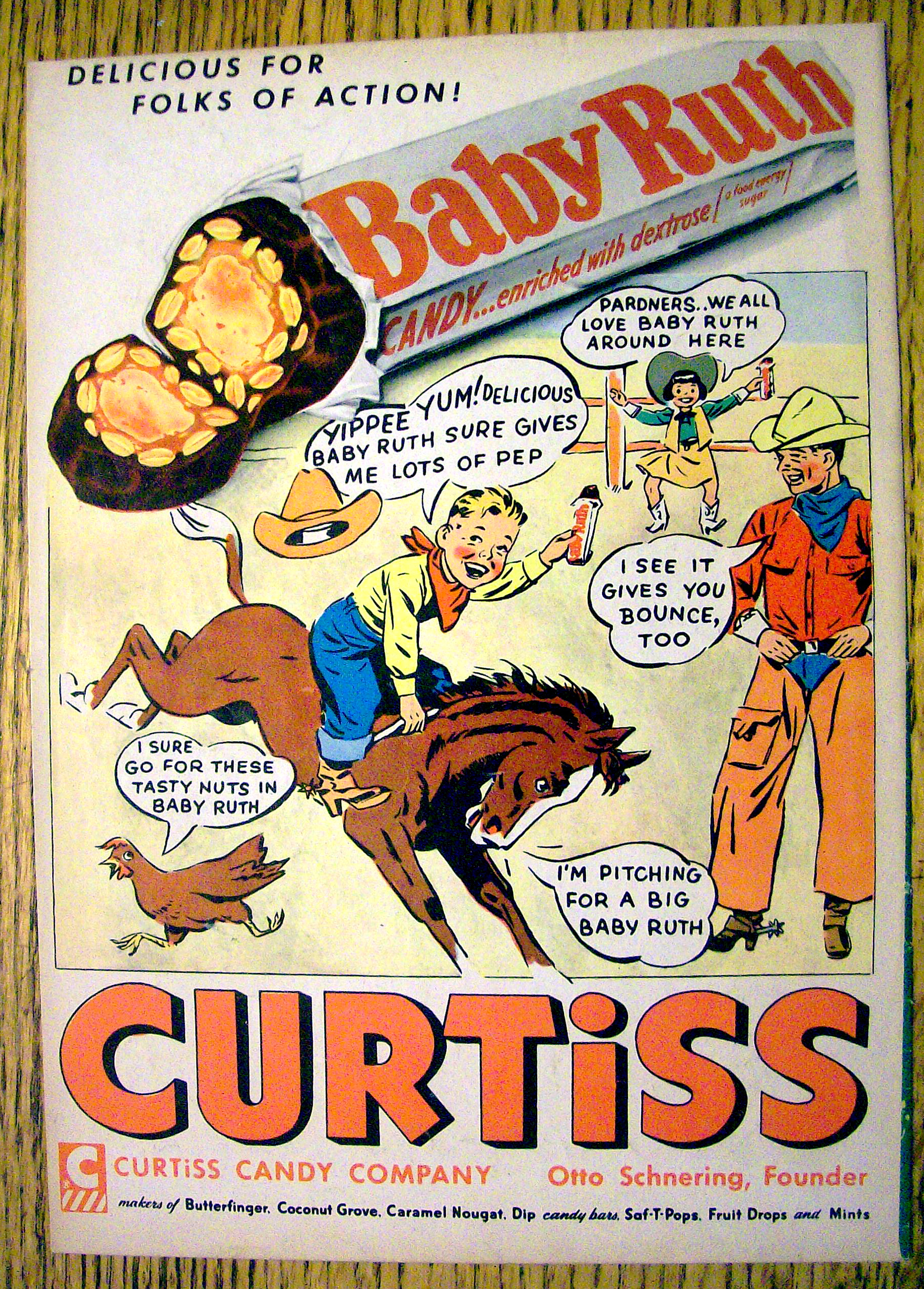 1950's Curtiss Baby Ruth Candy Bar with Boy On A Horse