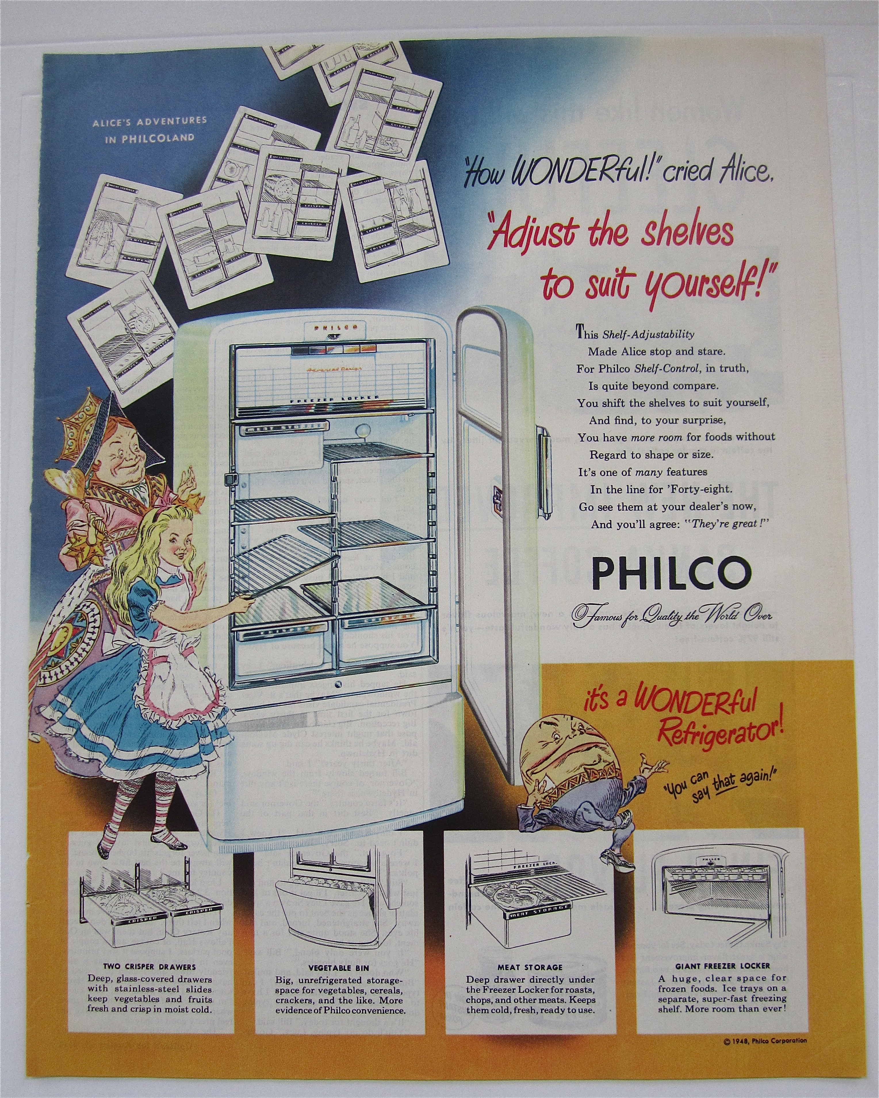 1948 Philco Refrigerator w/ Alice in Wonderland