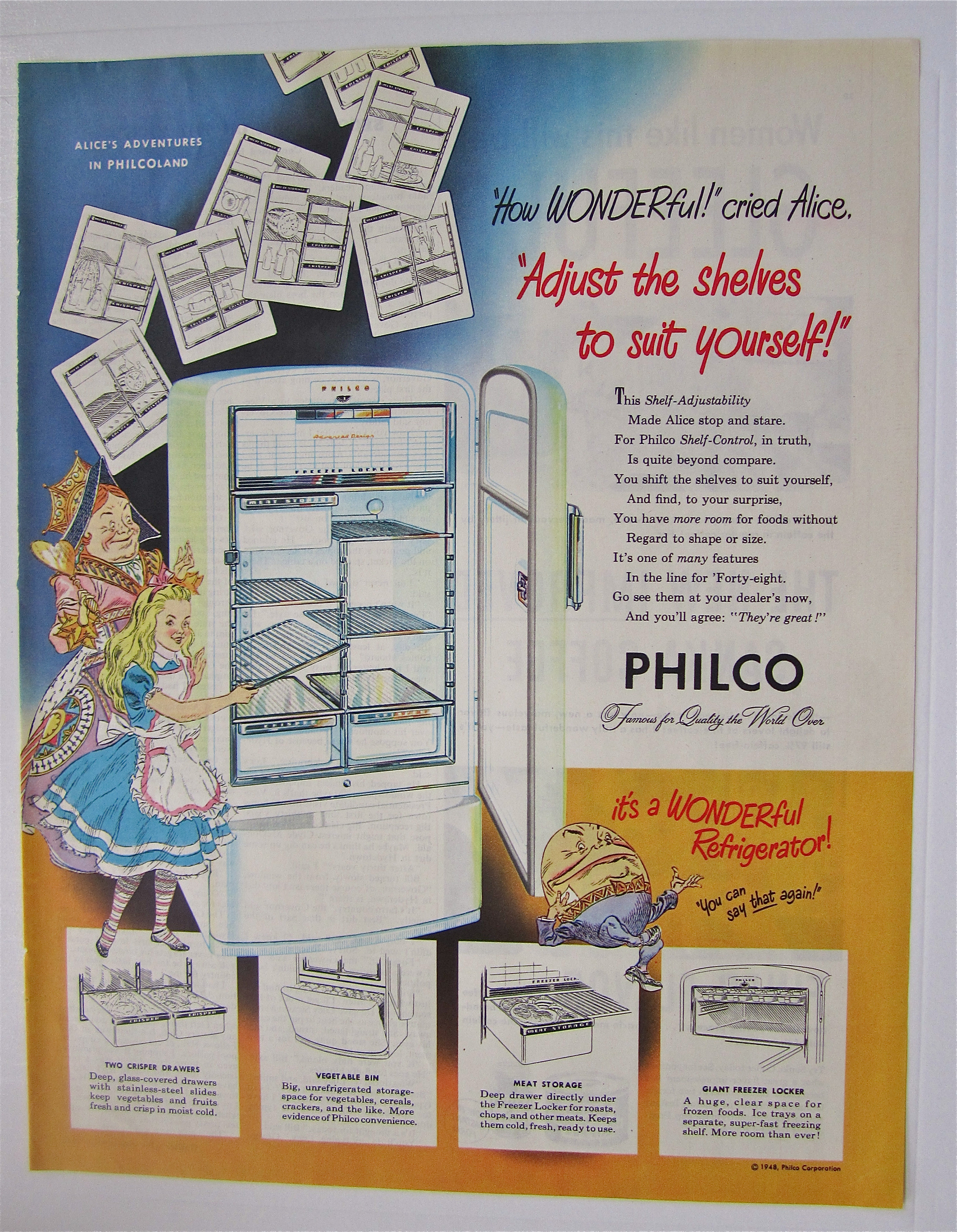 1948 Philco Refrigerator w/ Alice in Wonderland