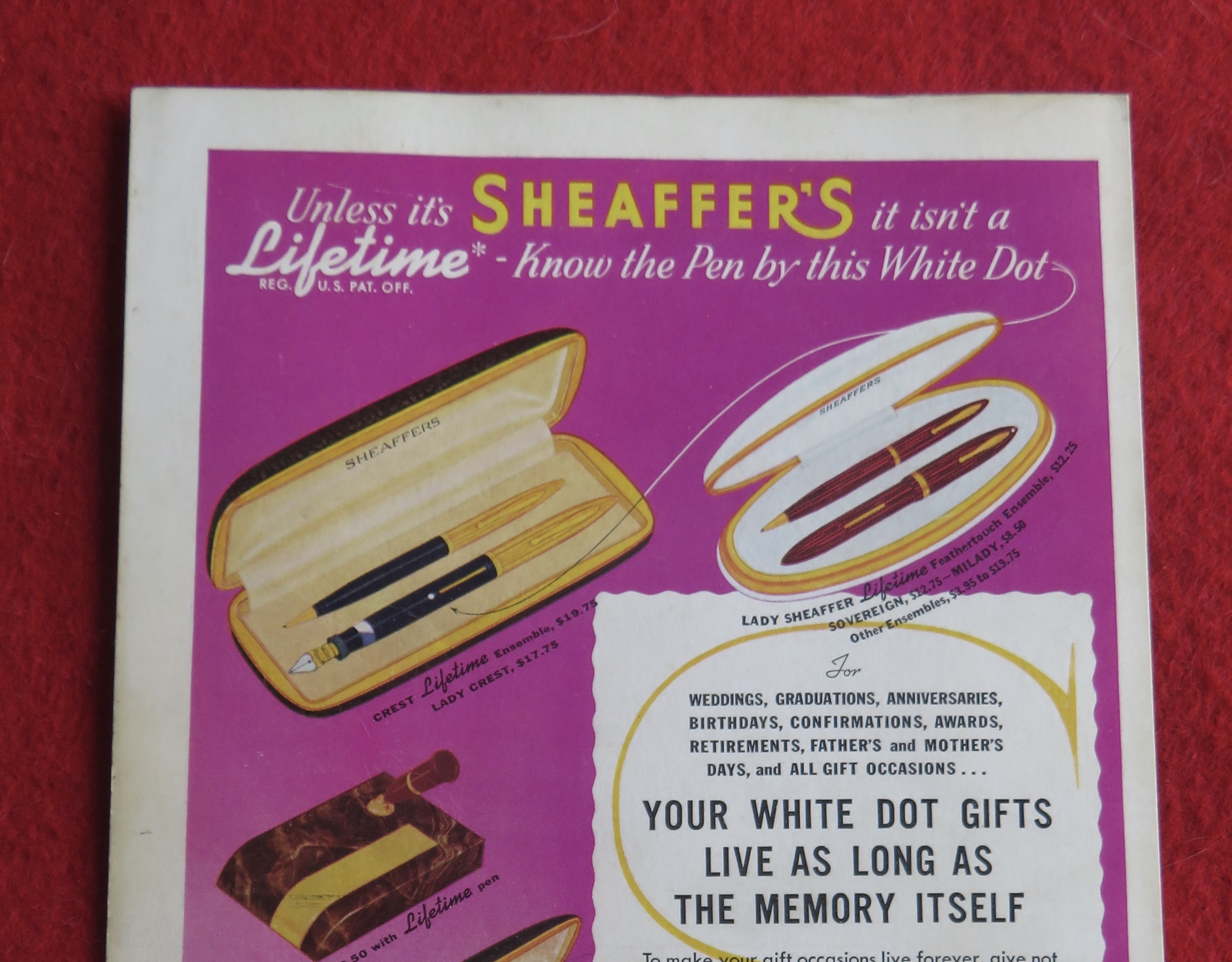 1940 Sheaffer's Pen with the Lifetime Pens