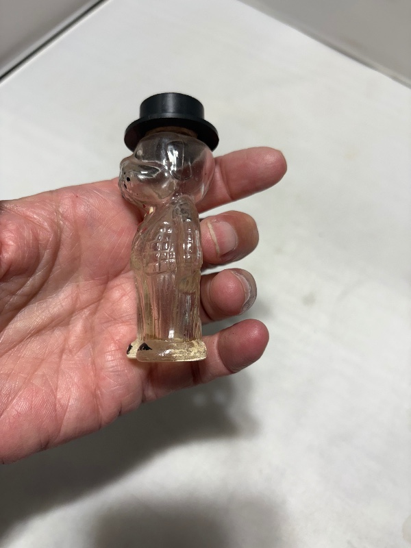 Miniature Dapper Bulldog Perfume Bottle Wearing Top Hat Circa 1930s-40s