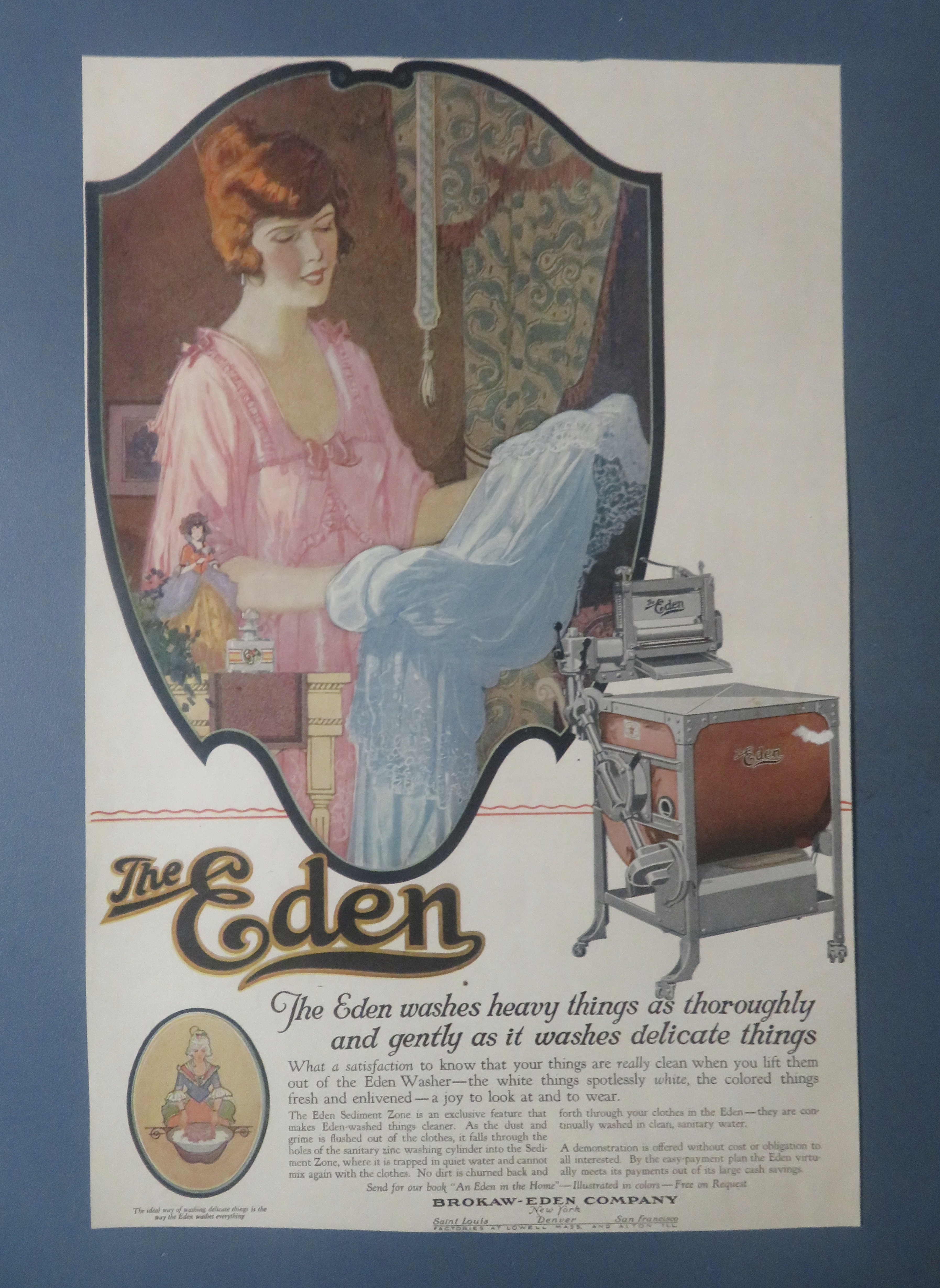 1920 The Eden Washing Machine with Woman Washing