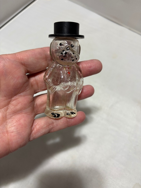 Miniature Dapper Bulldog Perfume Bottle Wearing Top Hat Circa 1930s-40s