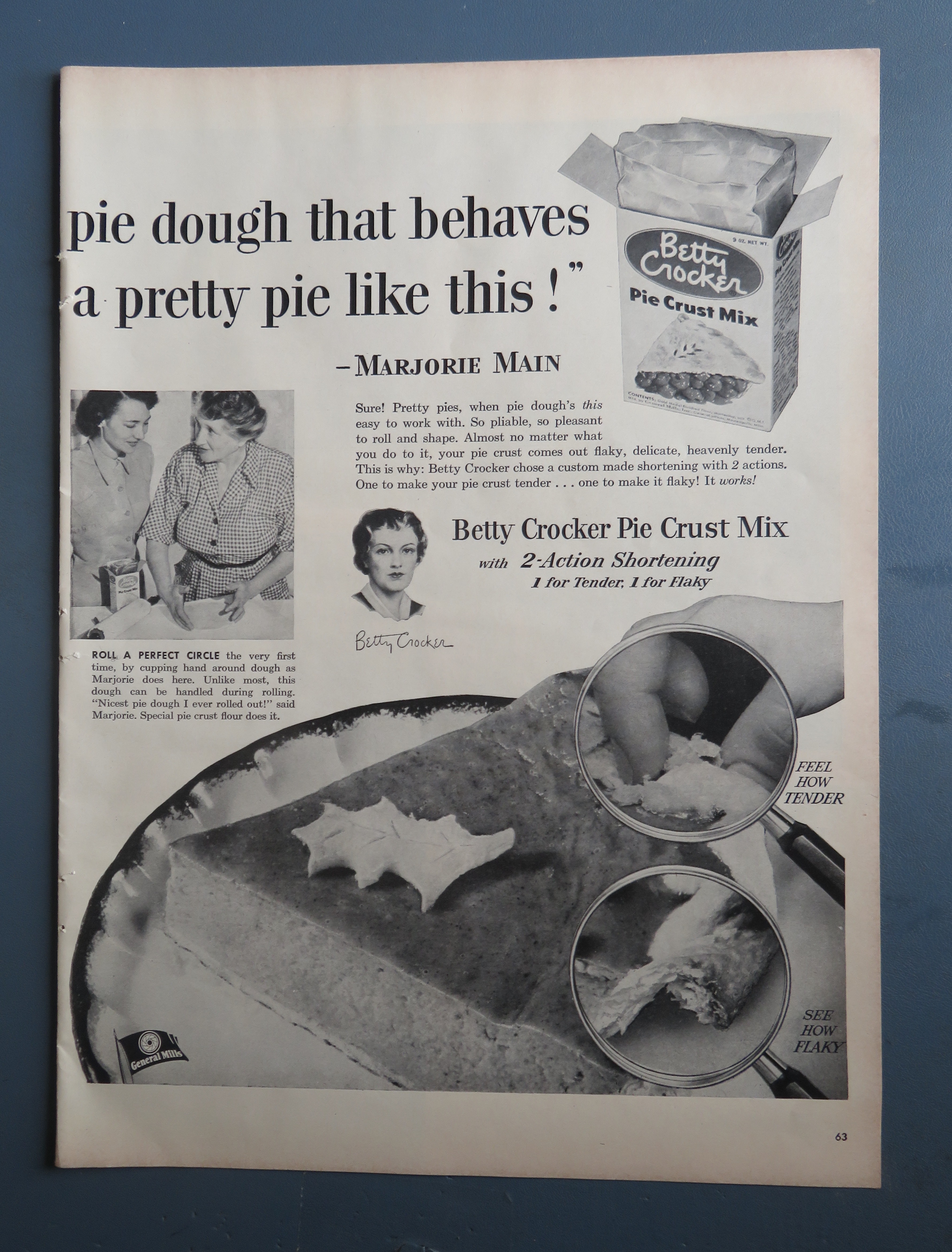 1953 Betty Crocker Pie Crust Mix With Marjorie Main