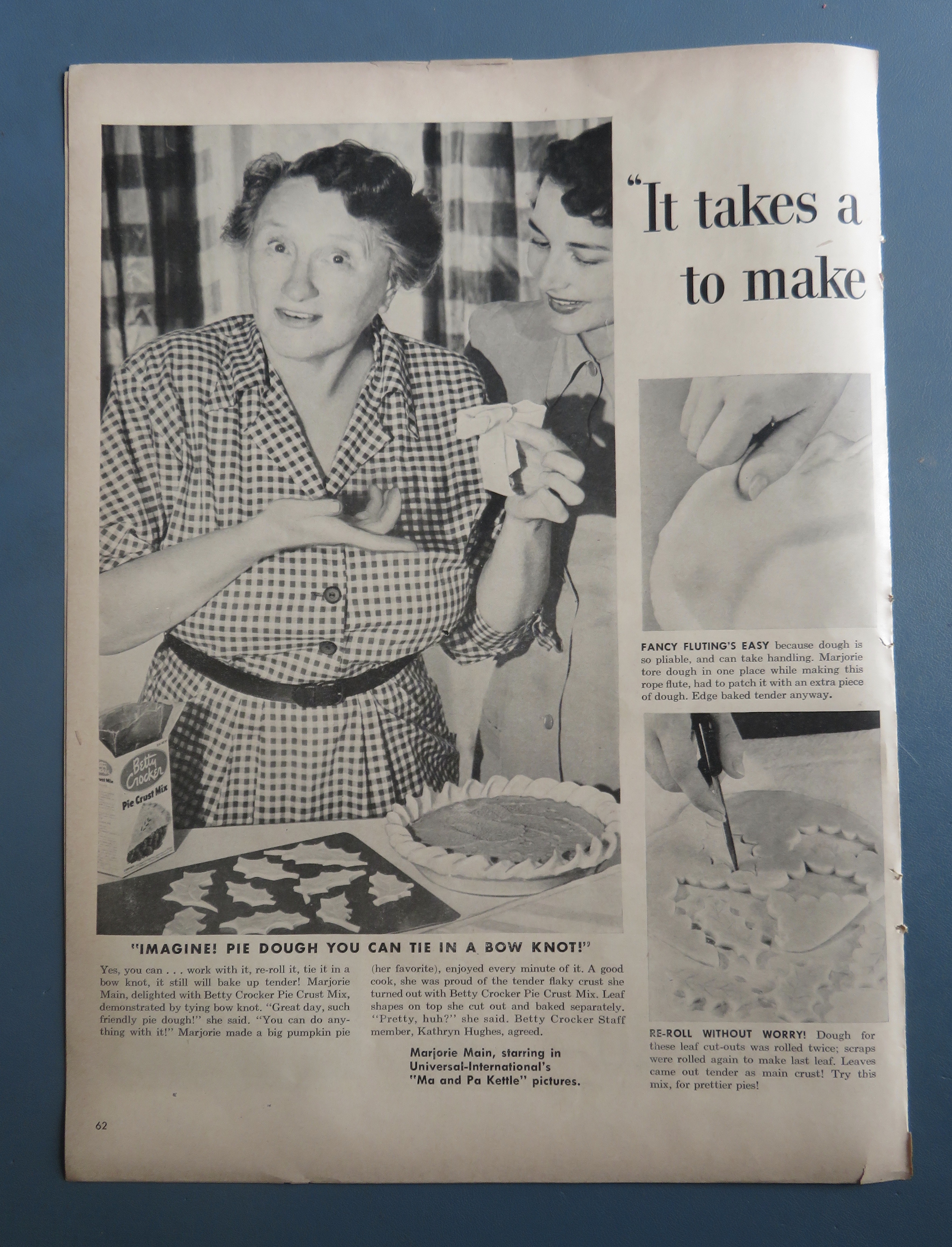 1953 Betty Crocker Pie Crust Mix With Marjorie Main