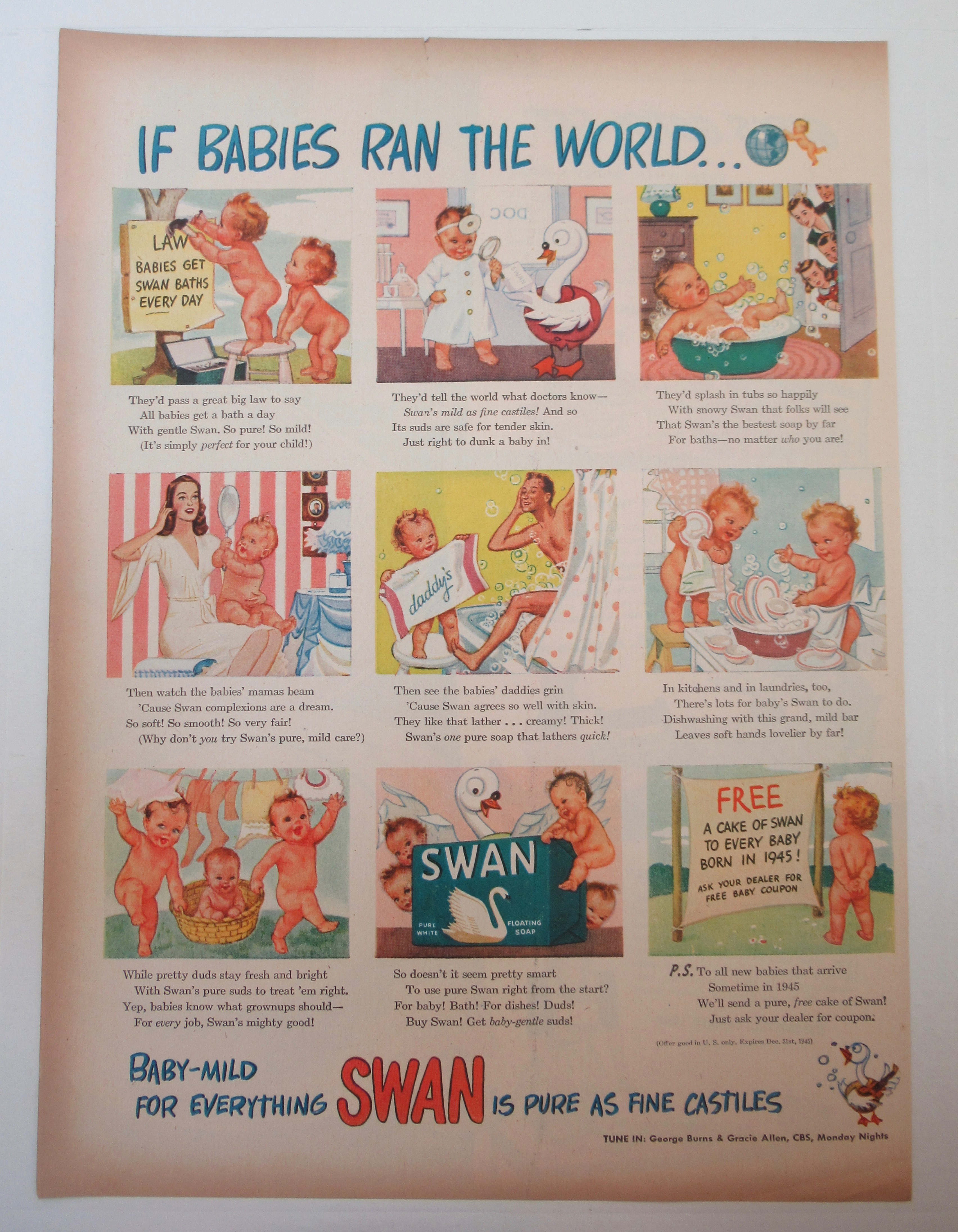 1945 Swan Soap with If Babies Ran The World