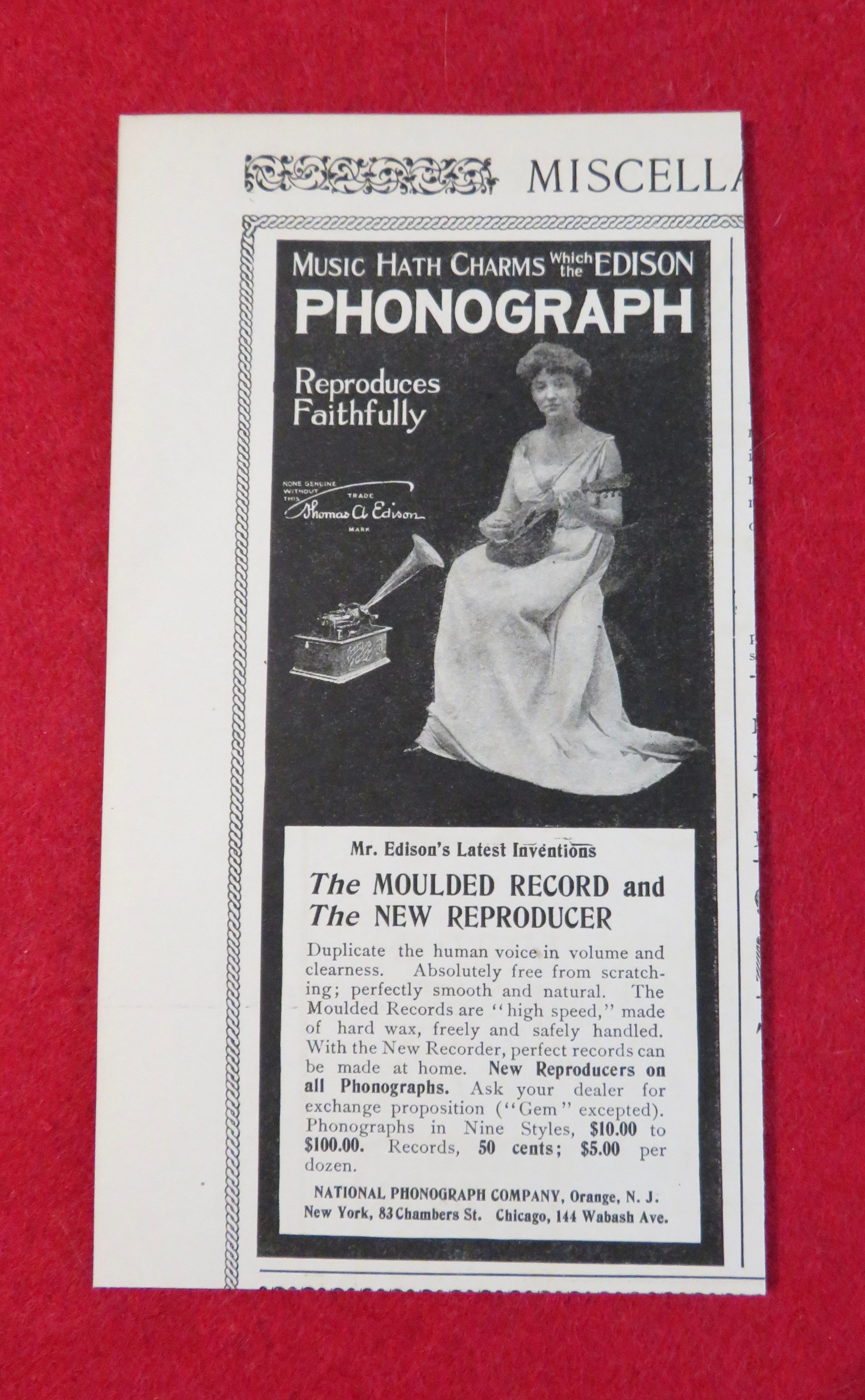 1902 Edison Phonograph with Woman Listening