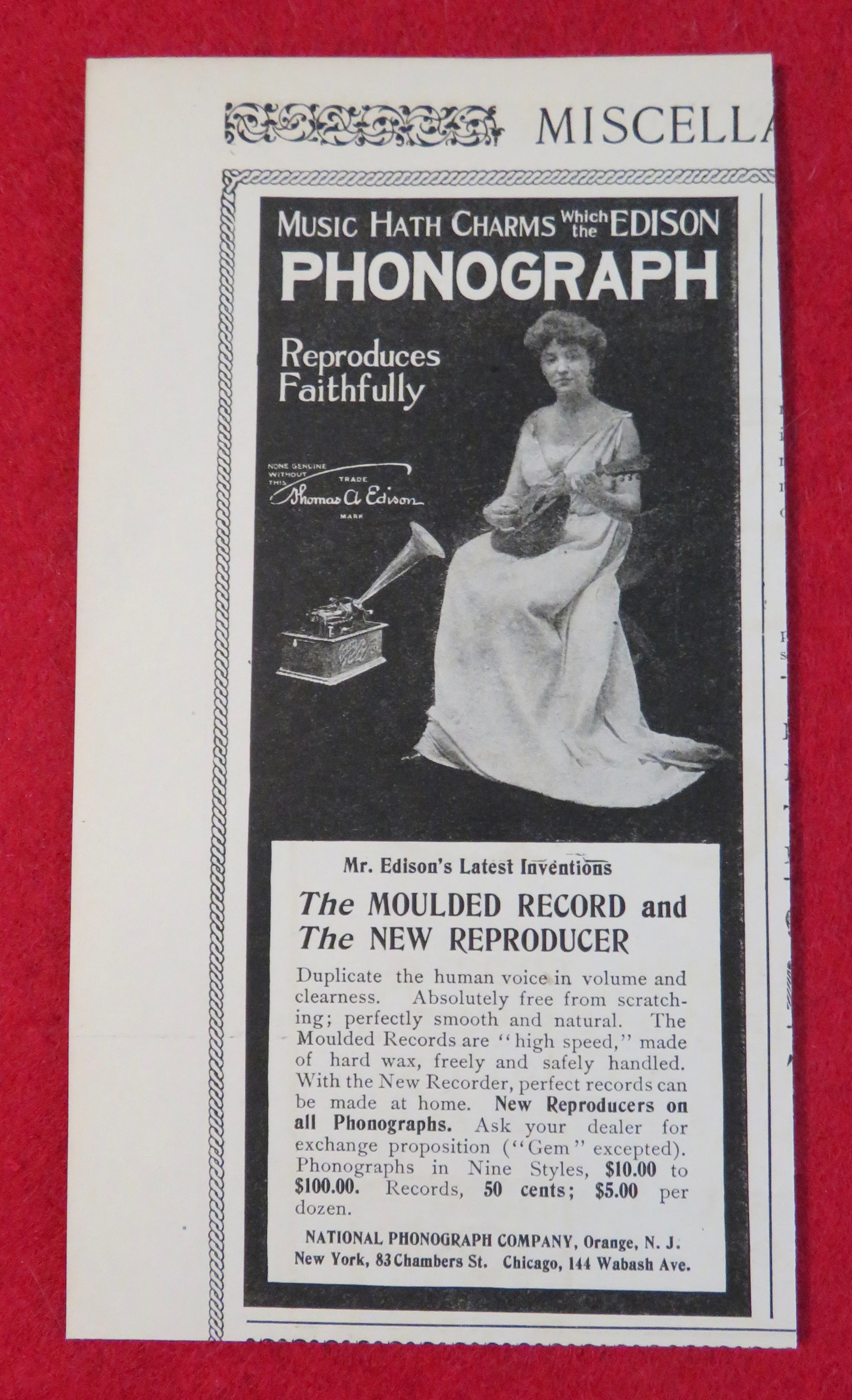 1902 Edison Phonograph with Woman Listening