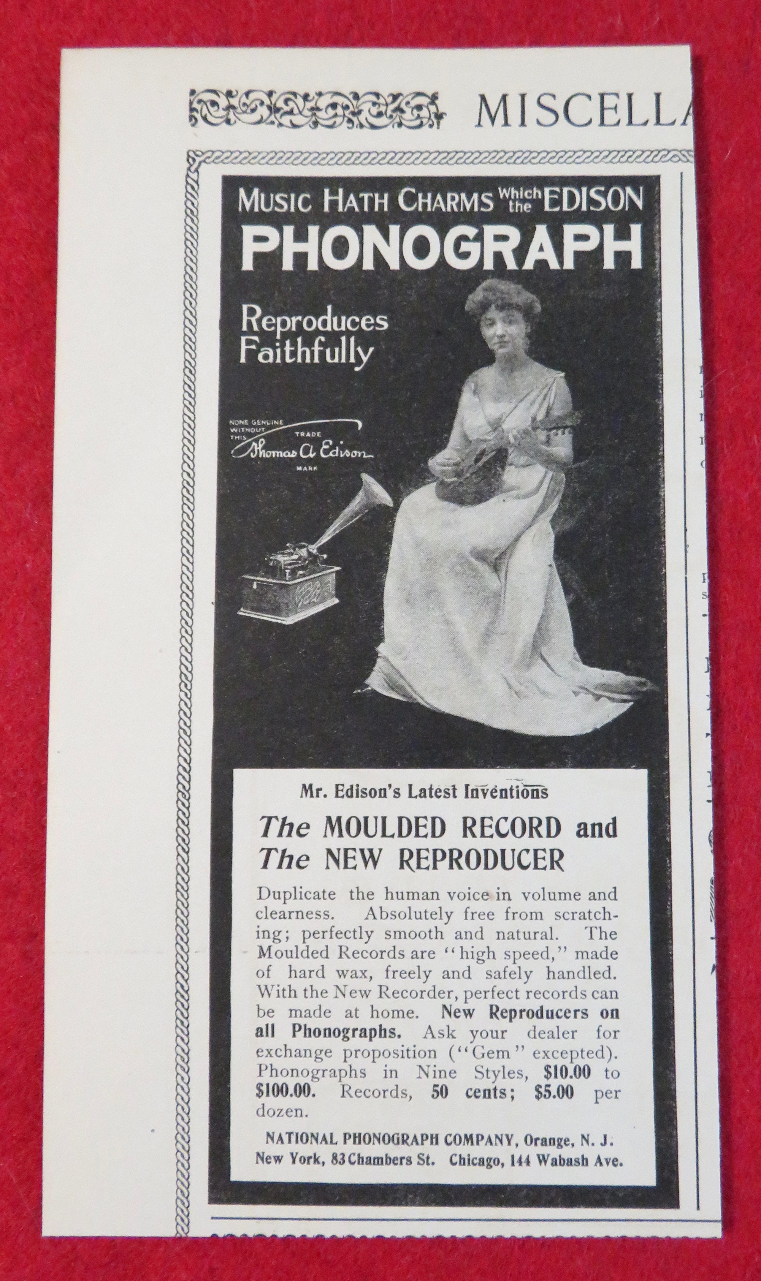 1902 Edison Phonograph with Woman Listening