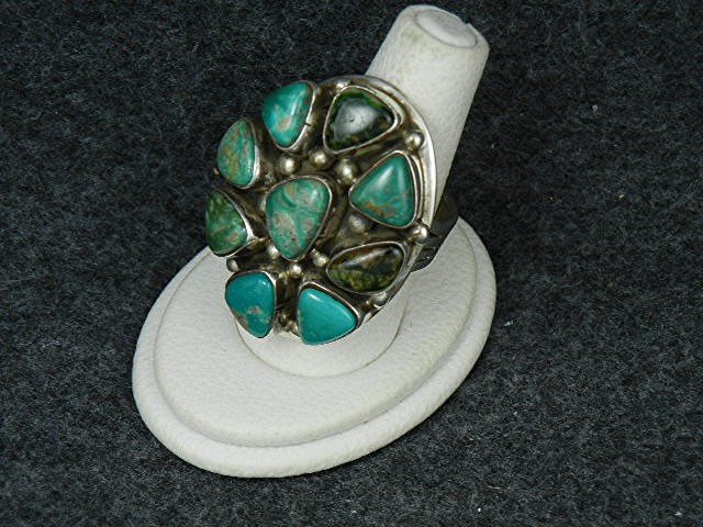Navajo Sterling Silver New Lander Turquoise Ring Living
