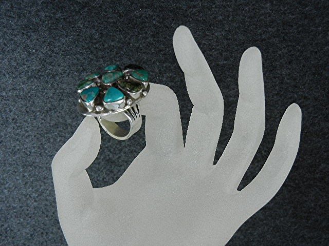 Navajo Sterling Silver New Lander Turquoise Ring Living