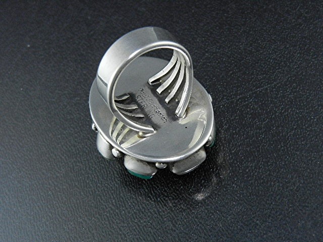 Navajo Sterling Silver New Lander Turquoise Ring Living
