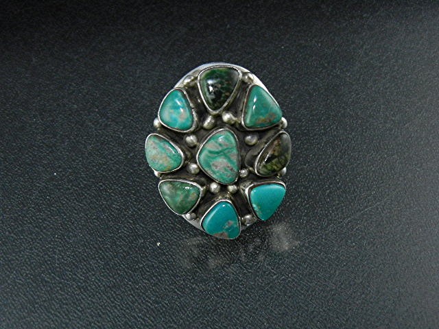 Navajo Sterling Silver New Lander Turquoise Ring Living