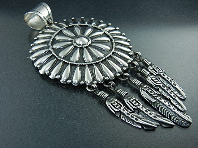 Navajo Sterling Silver Large Pendant L James