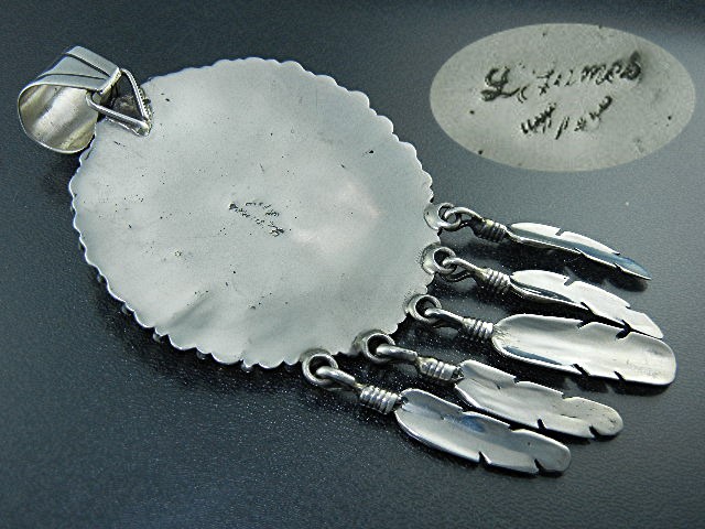 Navajo Sterling Silver Large Pendant L James