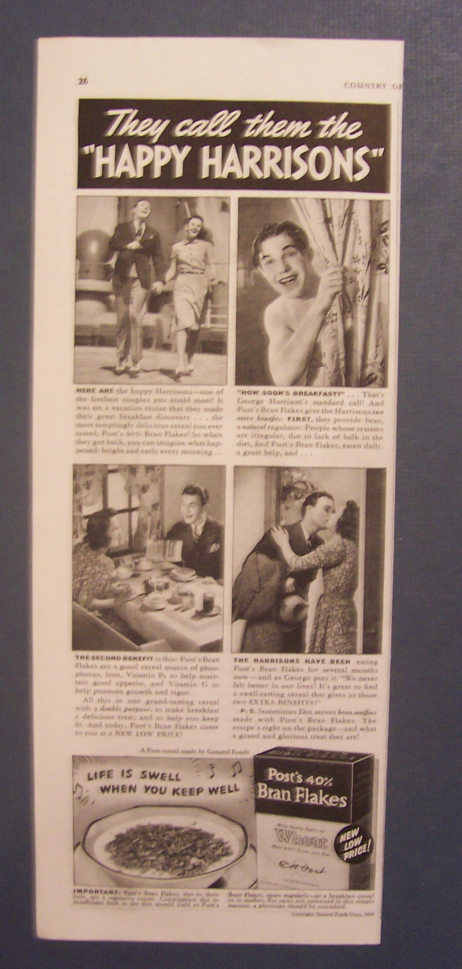 1939  Post's  40%  Bran  Flakes
