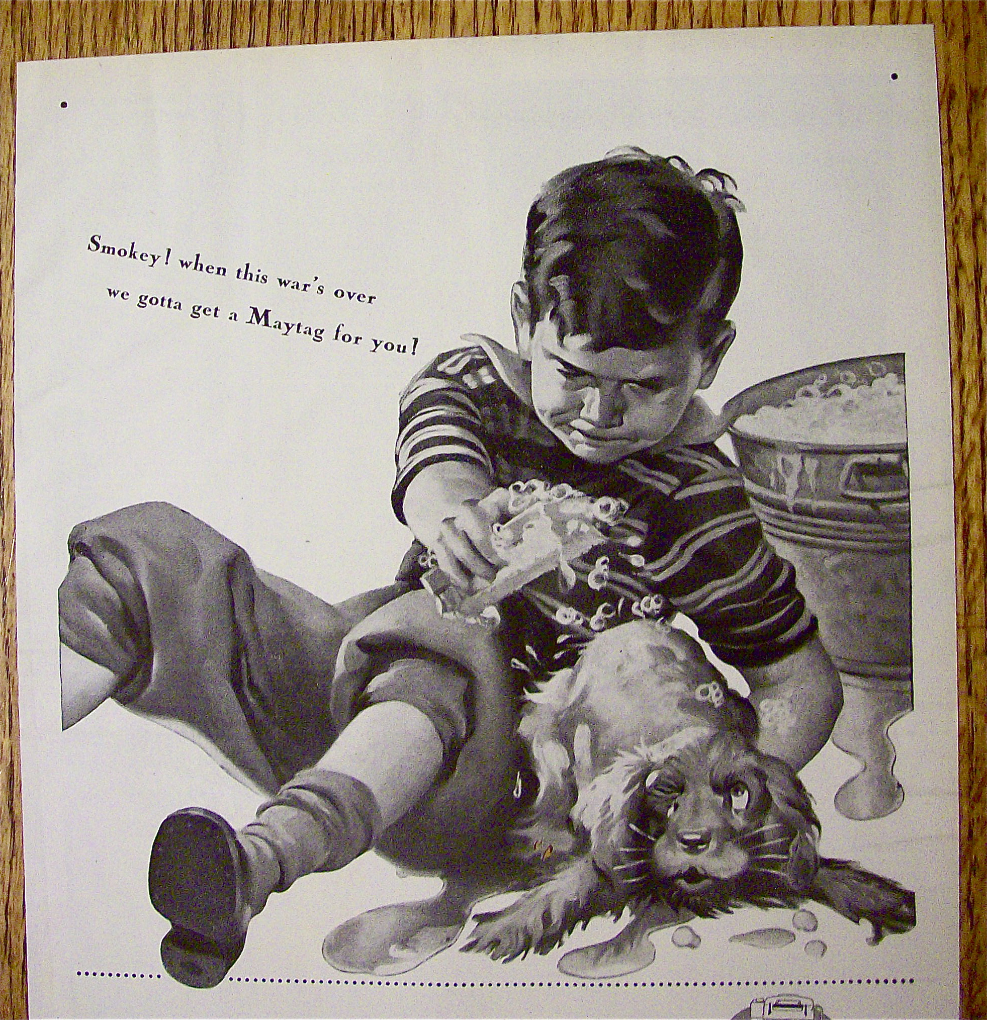 1944 Maytag Washers with Boy Giving Dog A Bath