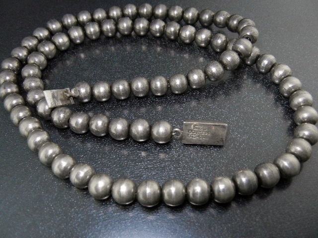 Taxco Mexico Sterling Silver Beads Necklace 24 Inches