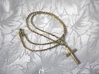 14K Gold Cross & 18 Inch Sterling Silver Rope Chain Nec