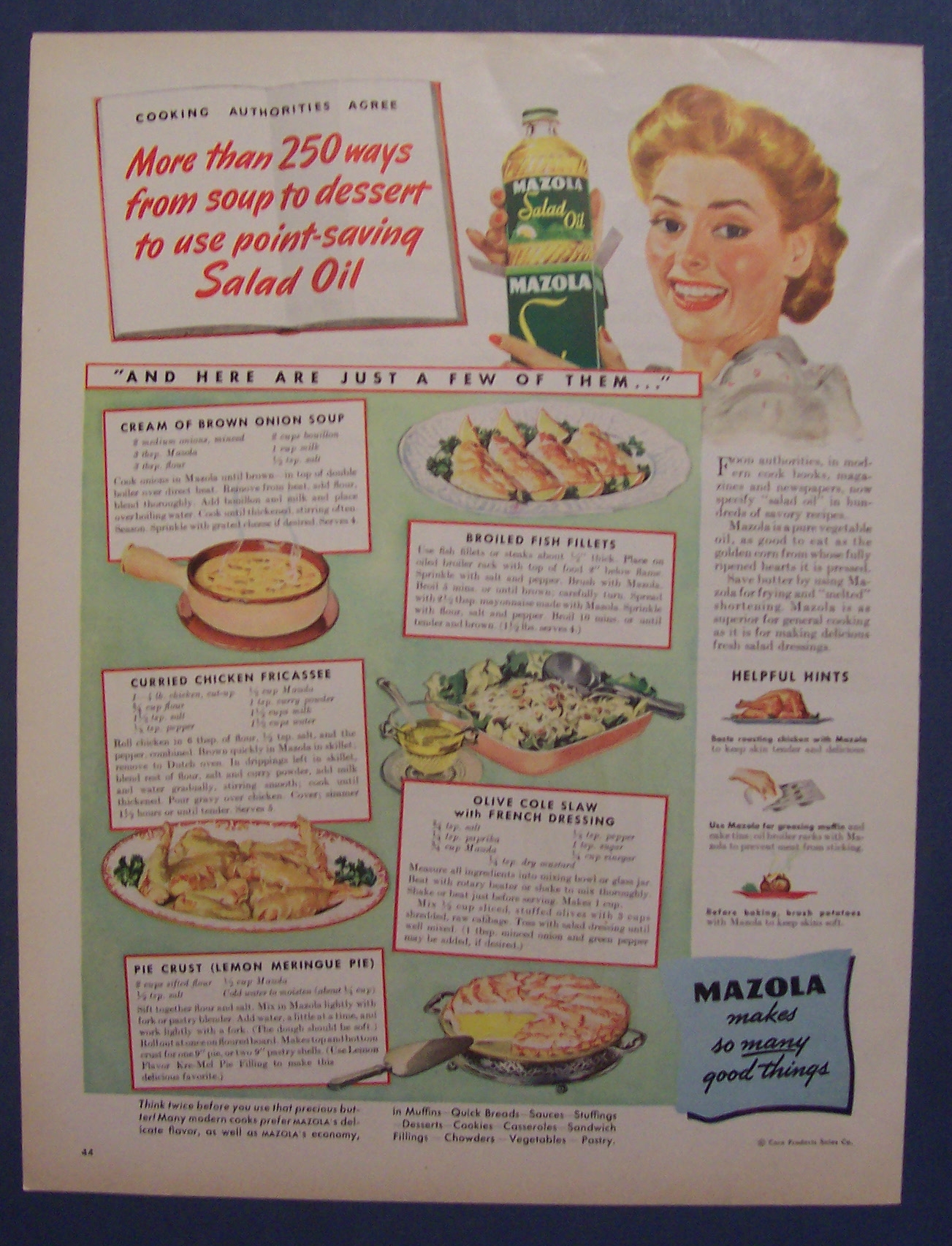 1944  Mazola  Salad  Oil