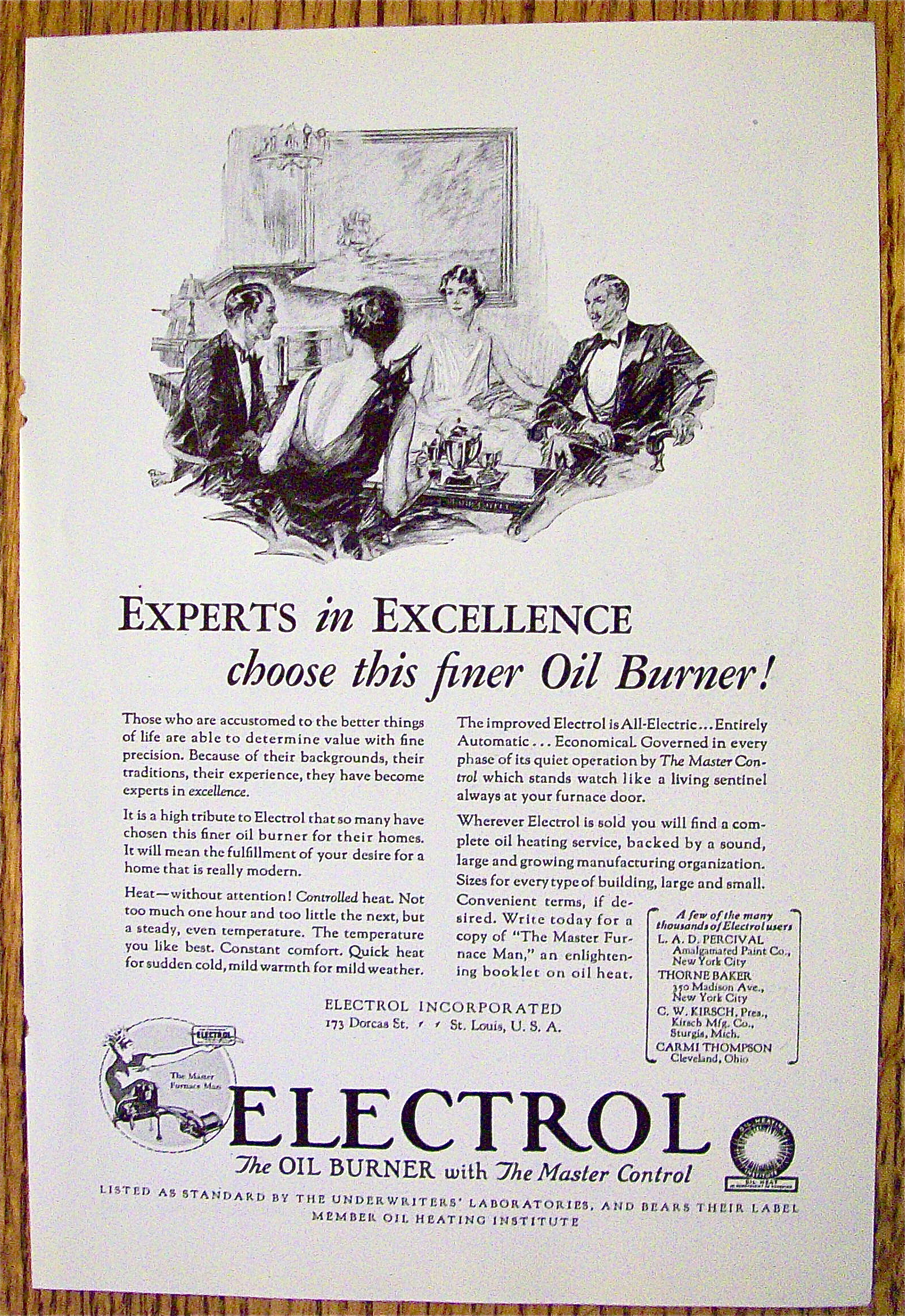 1929 Electrol Oil Burner with Two Couples Talking