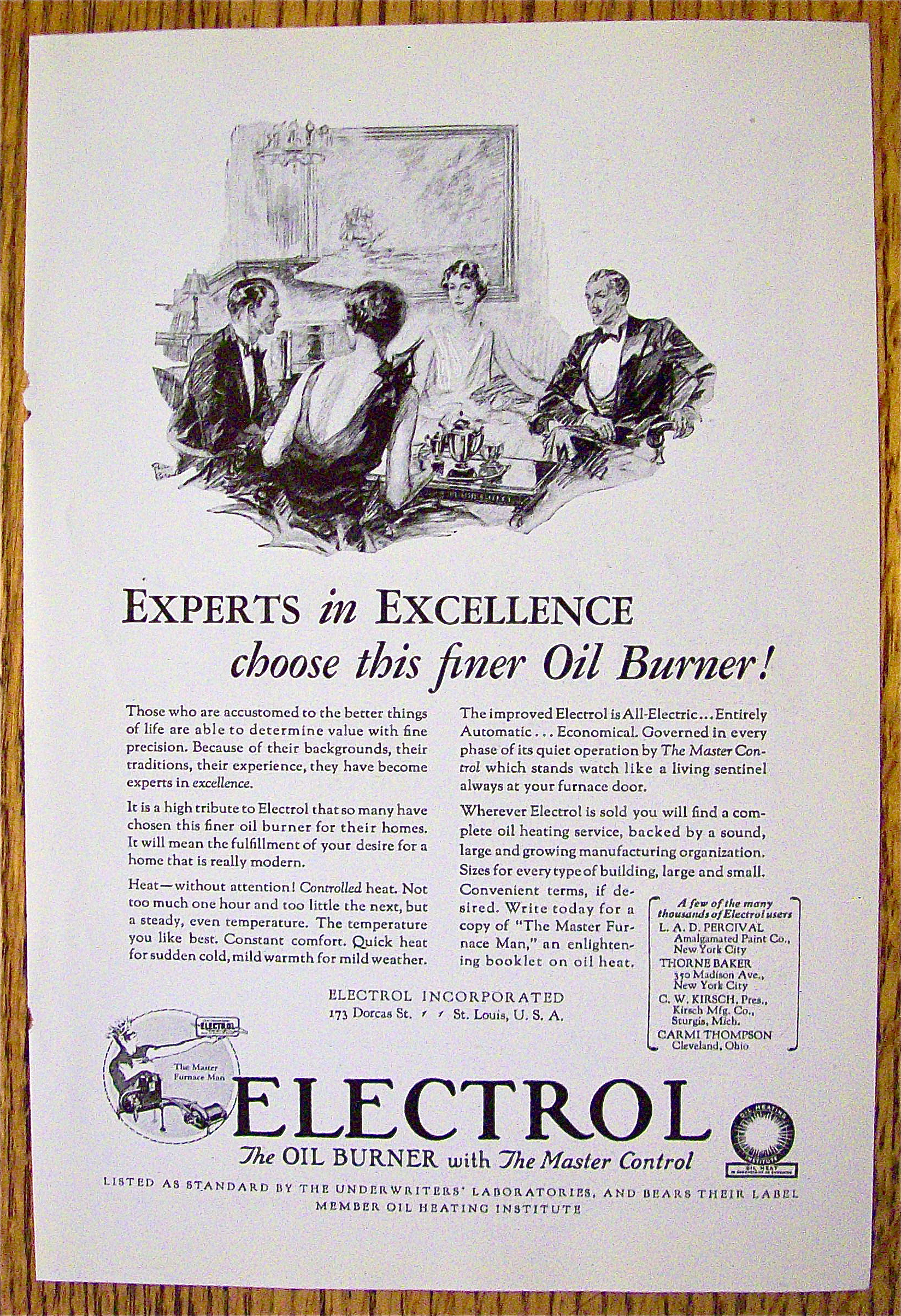 1929 Electrol Oil Burner with Two Couples Talking