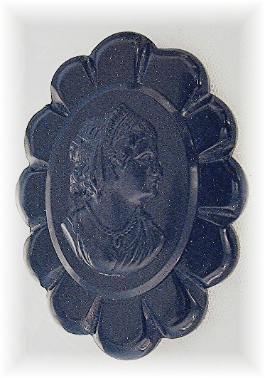 Bakelite  Large  Black Cameo  Brooch Pin
