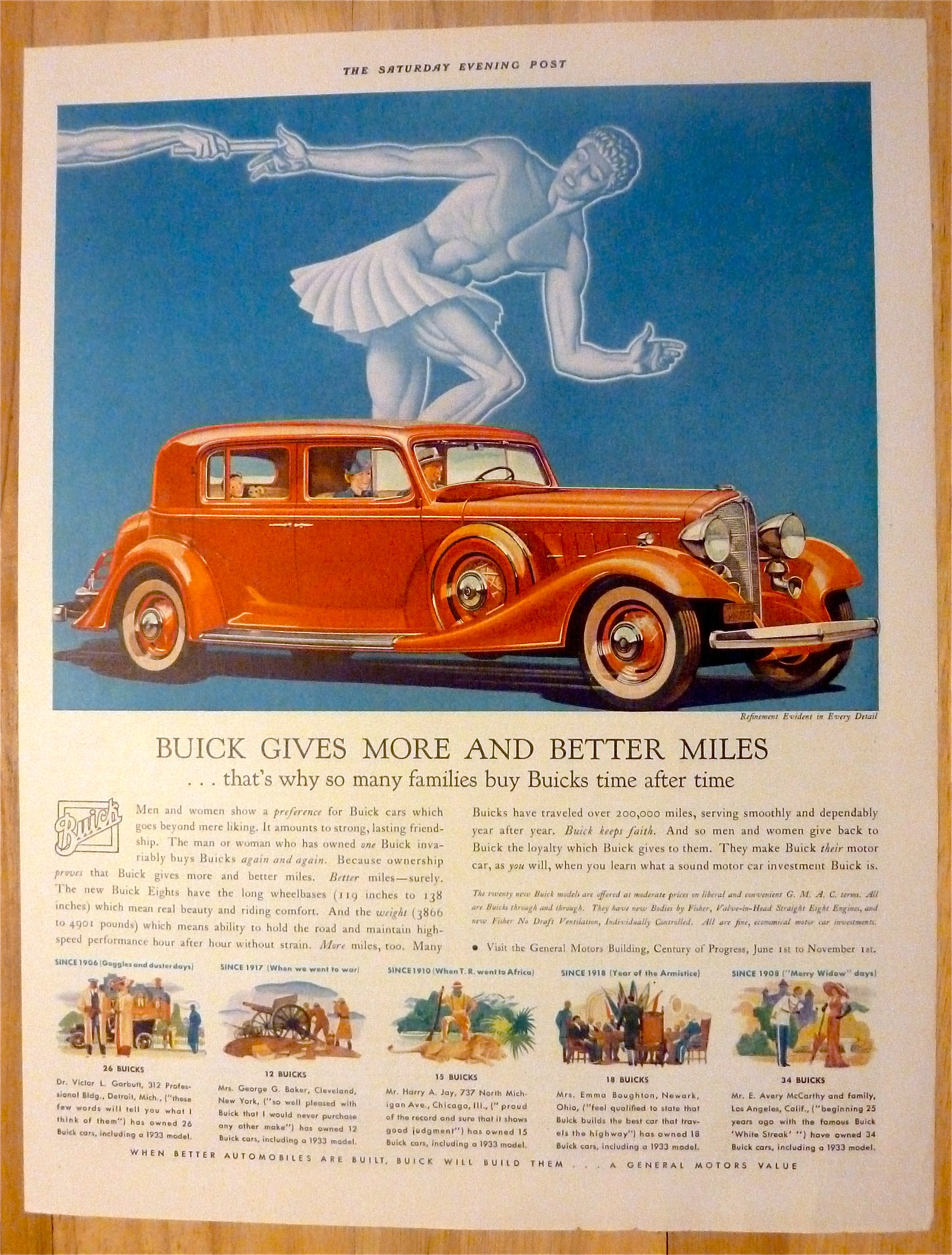 1933 Buick with Buick Gives More & Better Miles