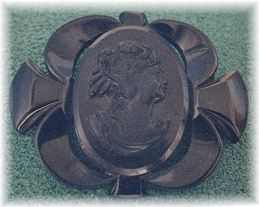 Bakelite Black Cameo 3 Inches Brooch