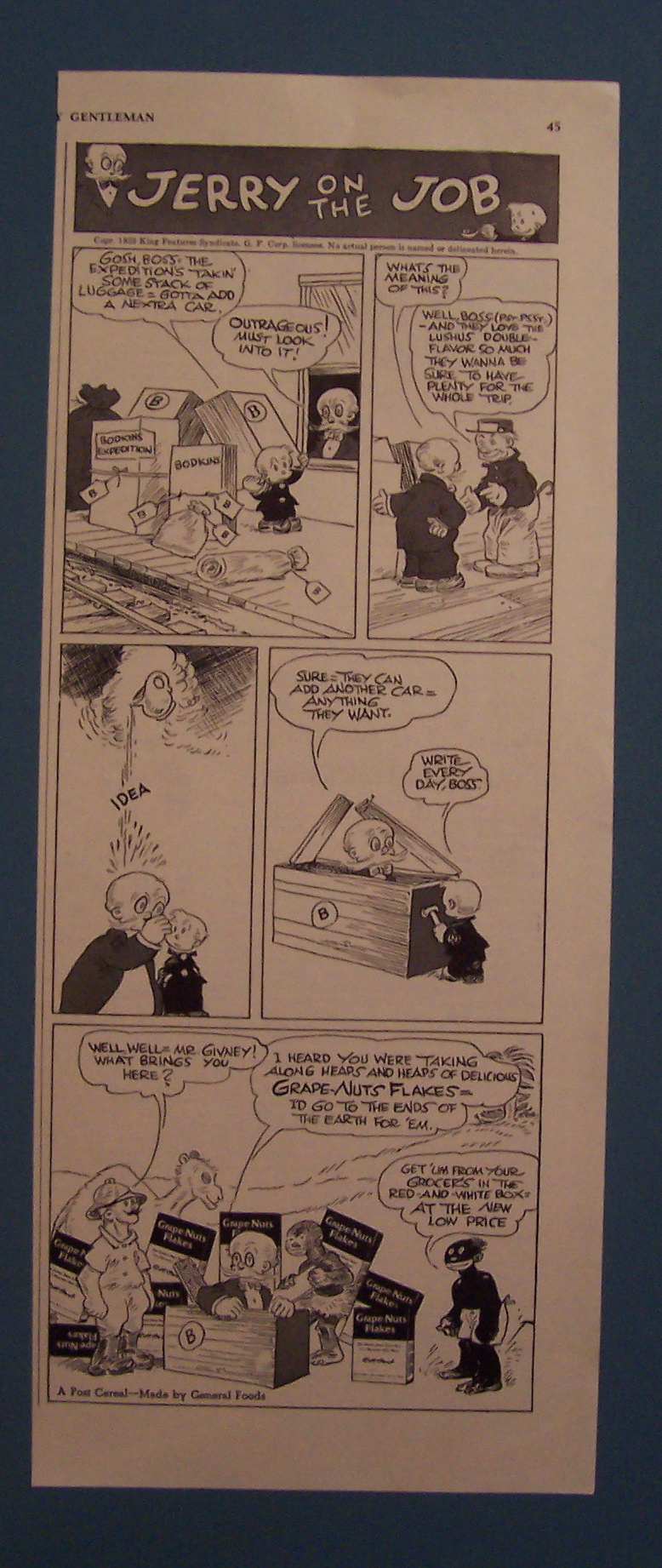 1939  Grape Nuts Cereal with Jerry On The Job