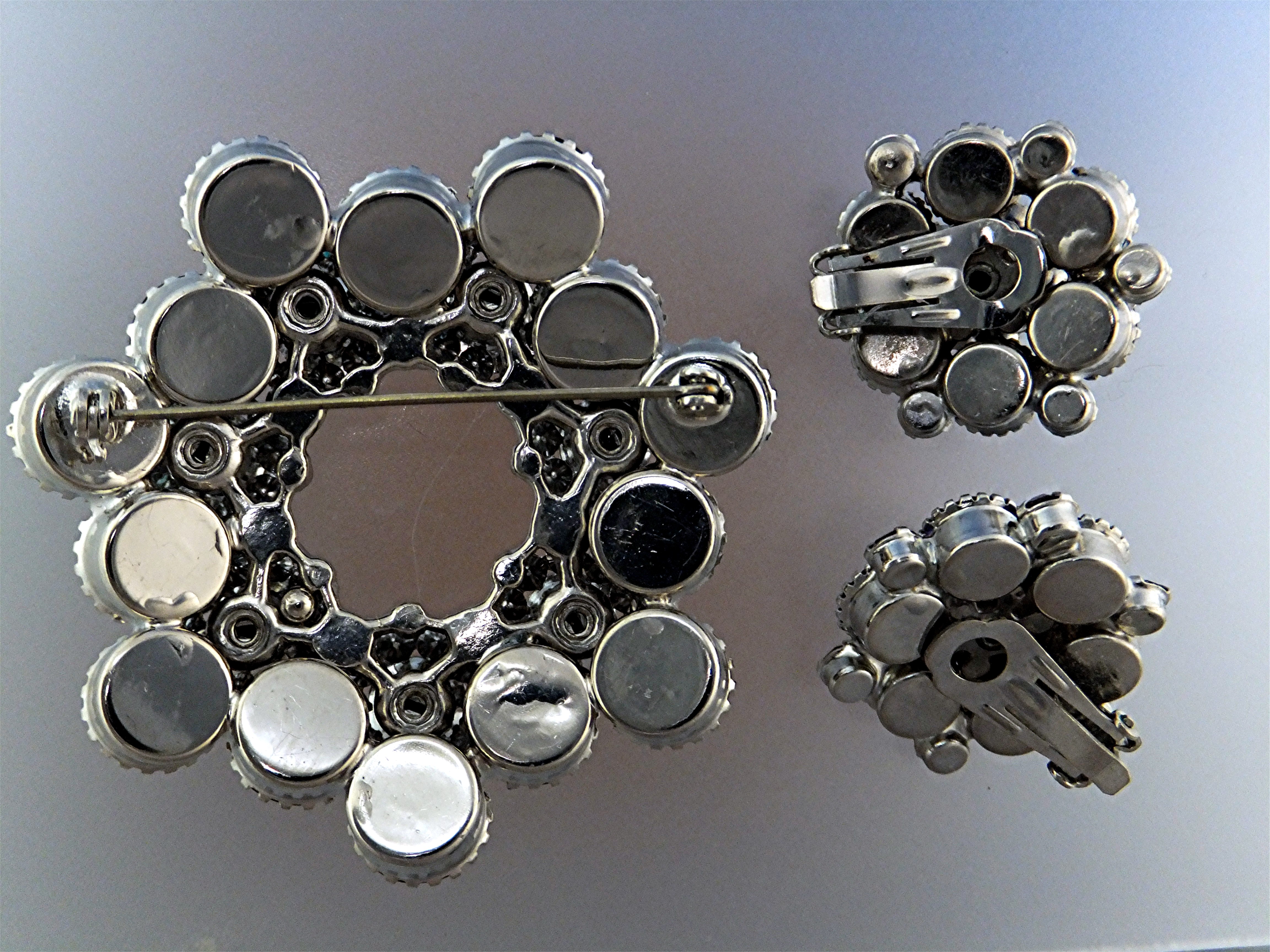 Brooch & Earrings Blue Borealis  Crystals