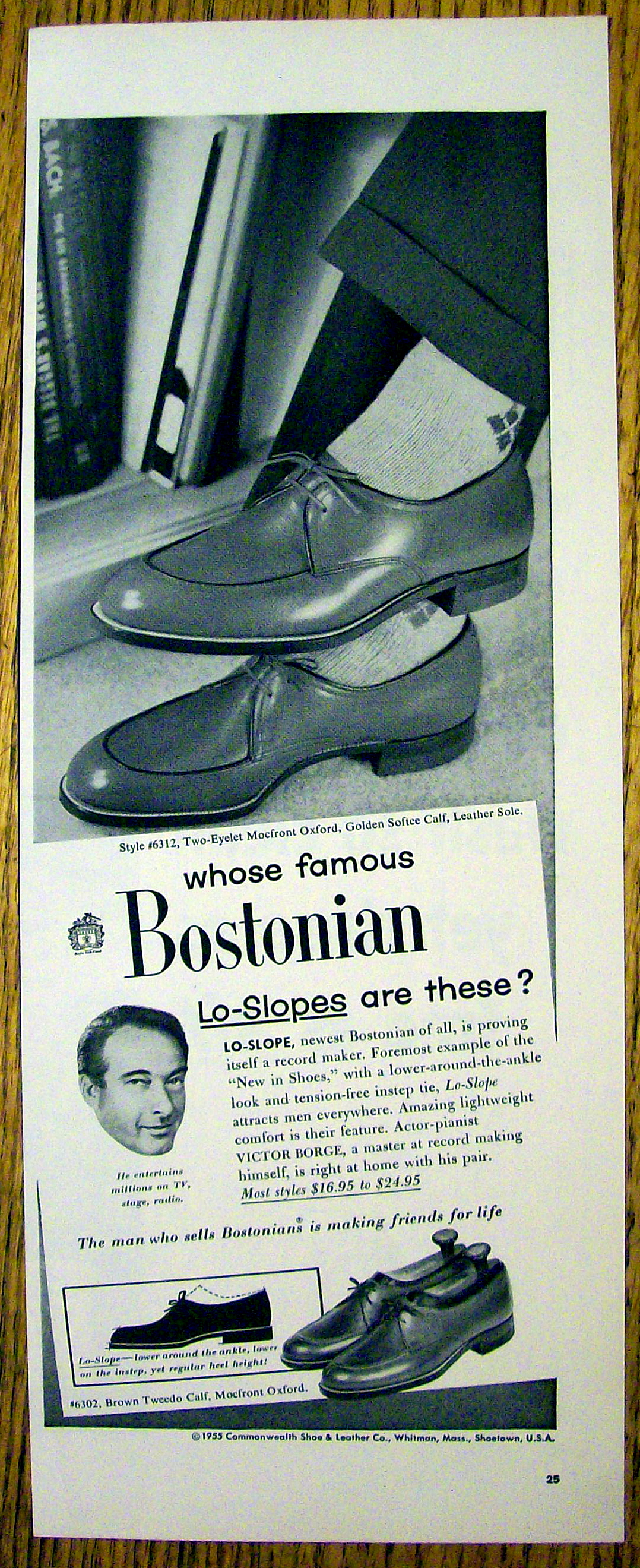 1955 Bostonian Lo-Slope Shoes with Victor Borge
