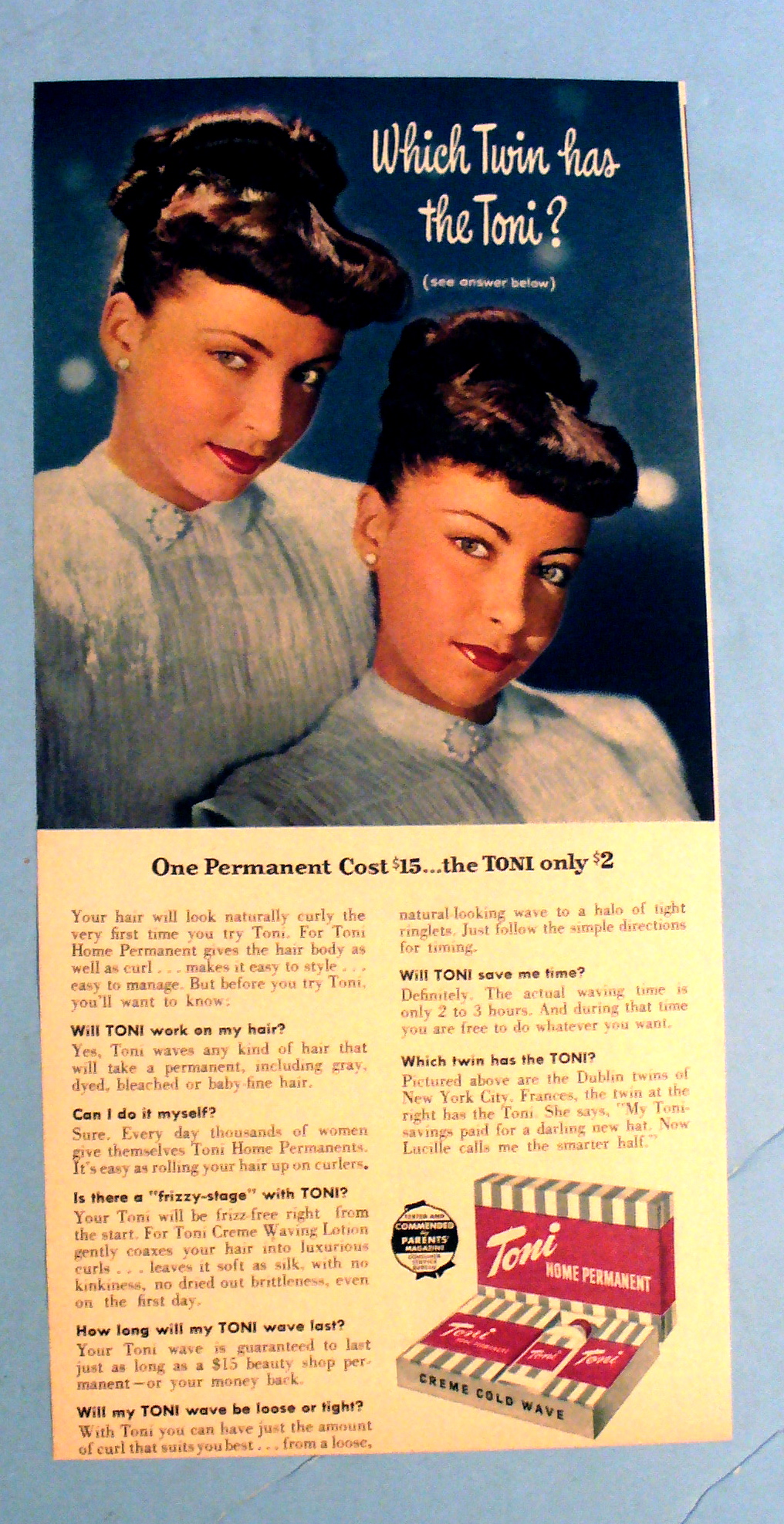 1948 Toni Home Permanent with Twin Girls