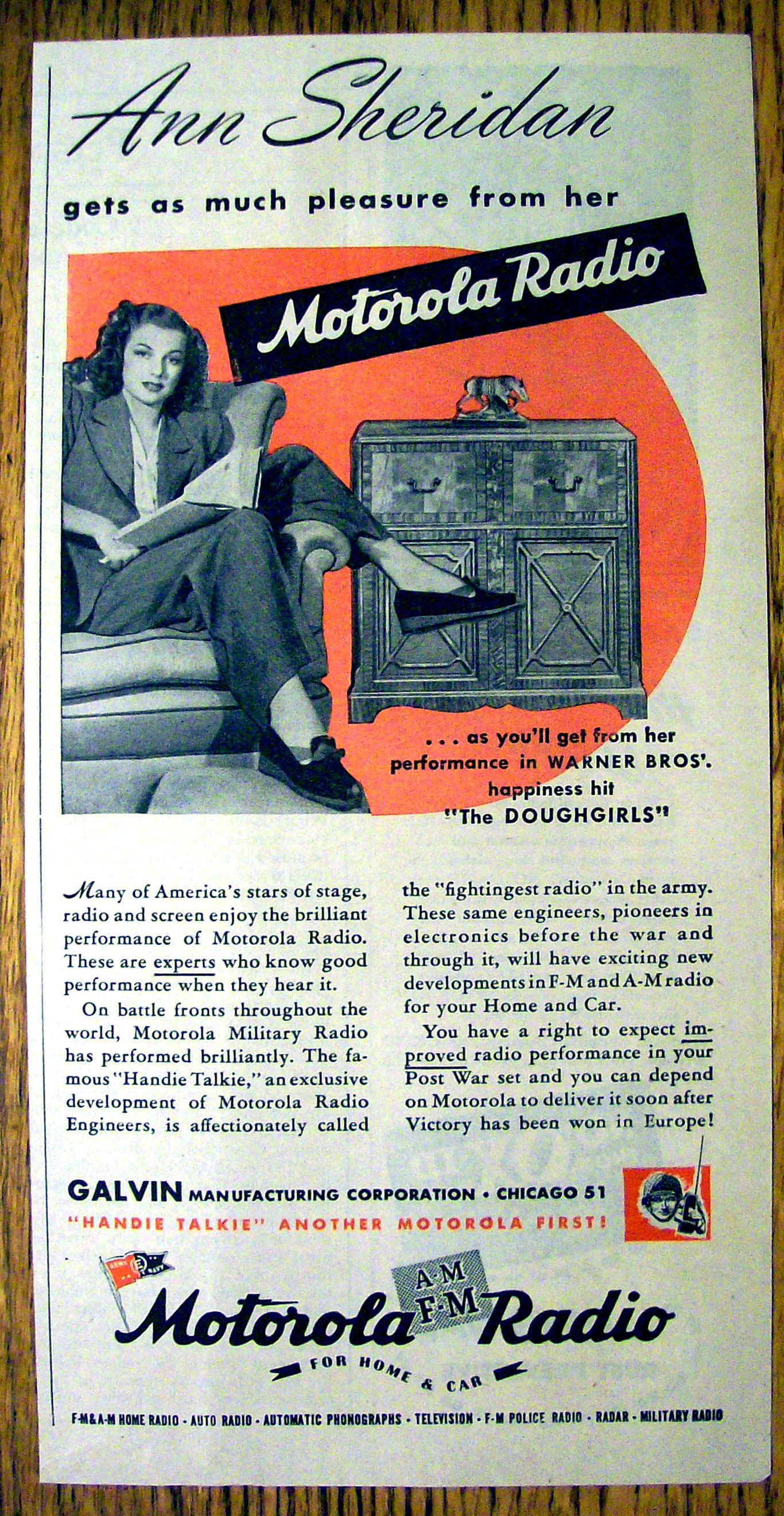 1944 Motorola Radio with Ann Sheridan