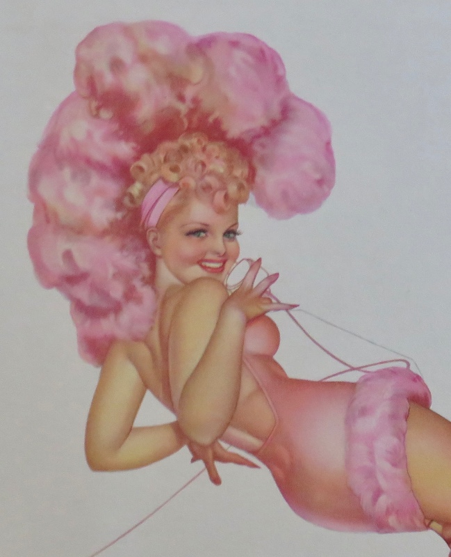 1940's Sexy George Petty Ziegfeld Follies Pin Up Girl Wearing A Flower Costume While On The Telephone