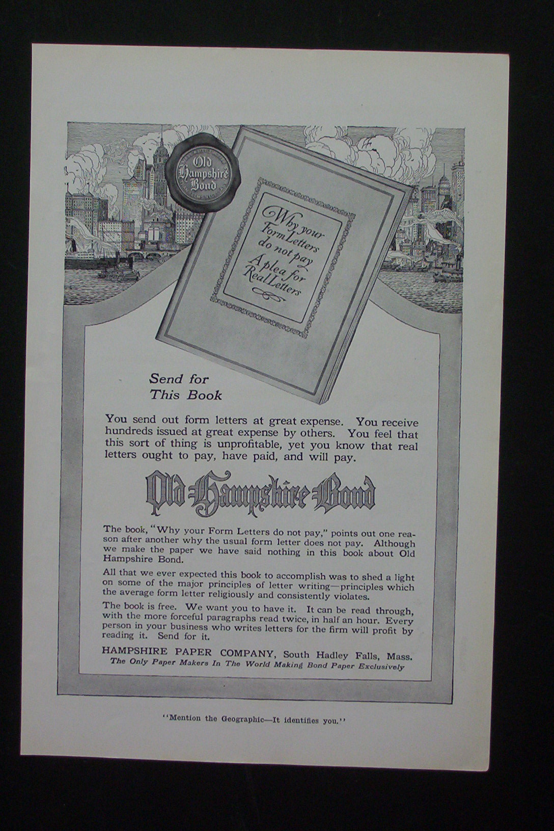 1916 Hampshire Paper Company with a Book