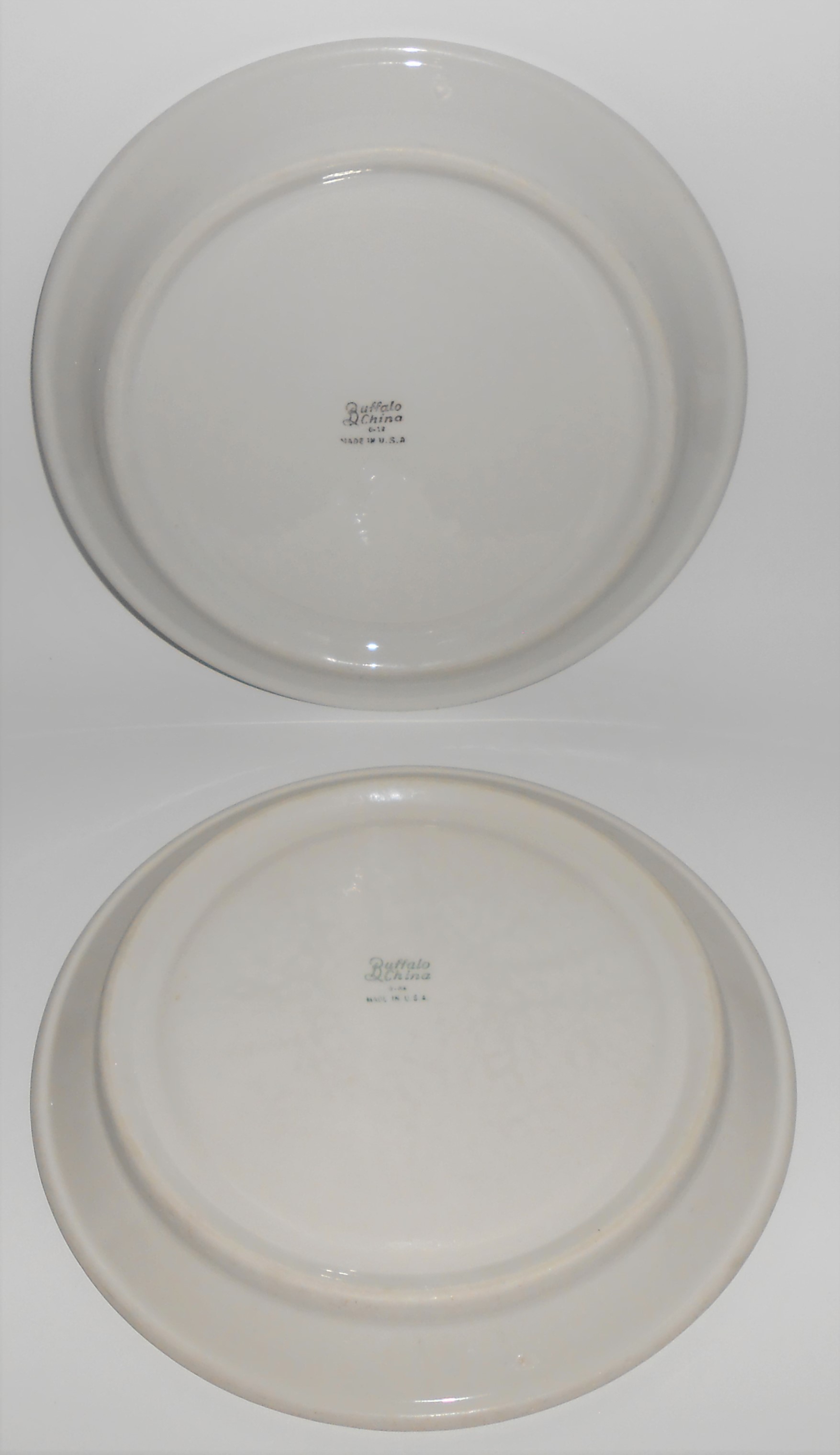Buffalo Restaurant China Pair Green Band Grill Plates