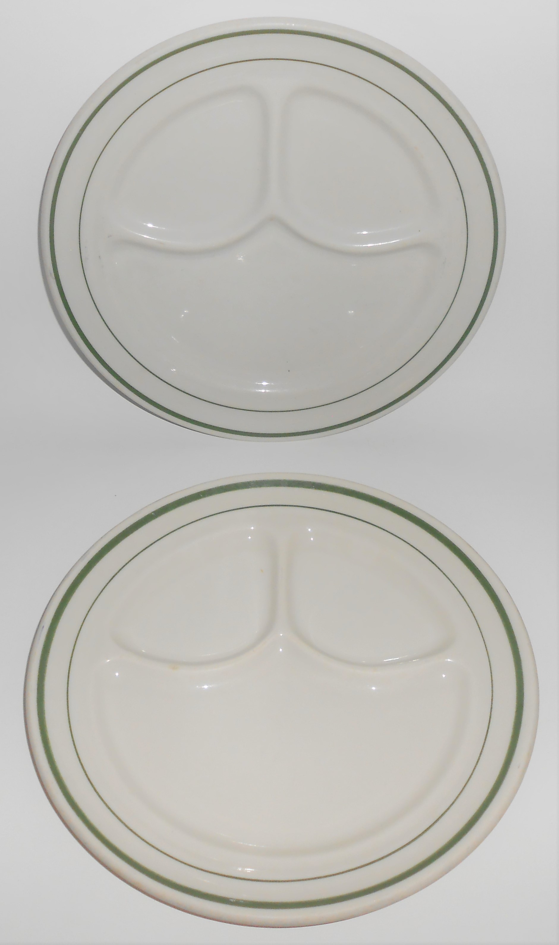 Buffalo Restaurant China Pair Green Band Grill Plates