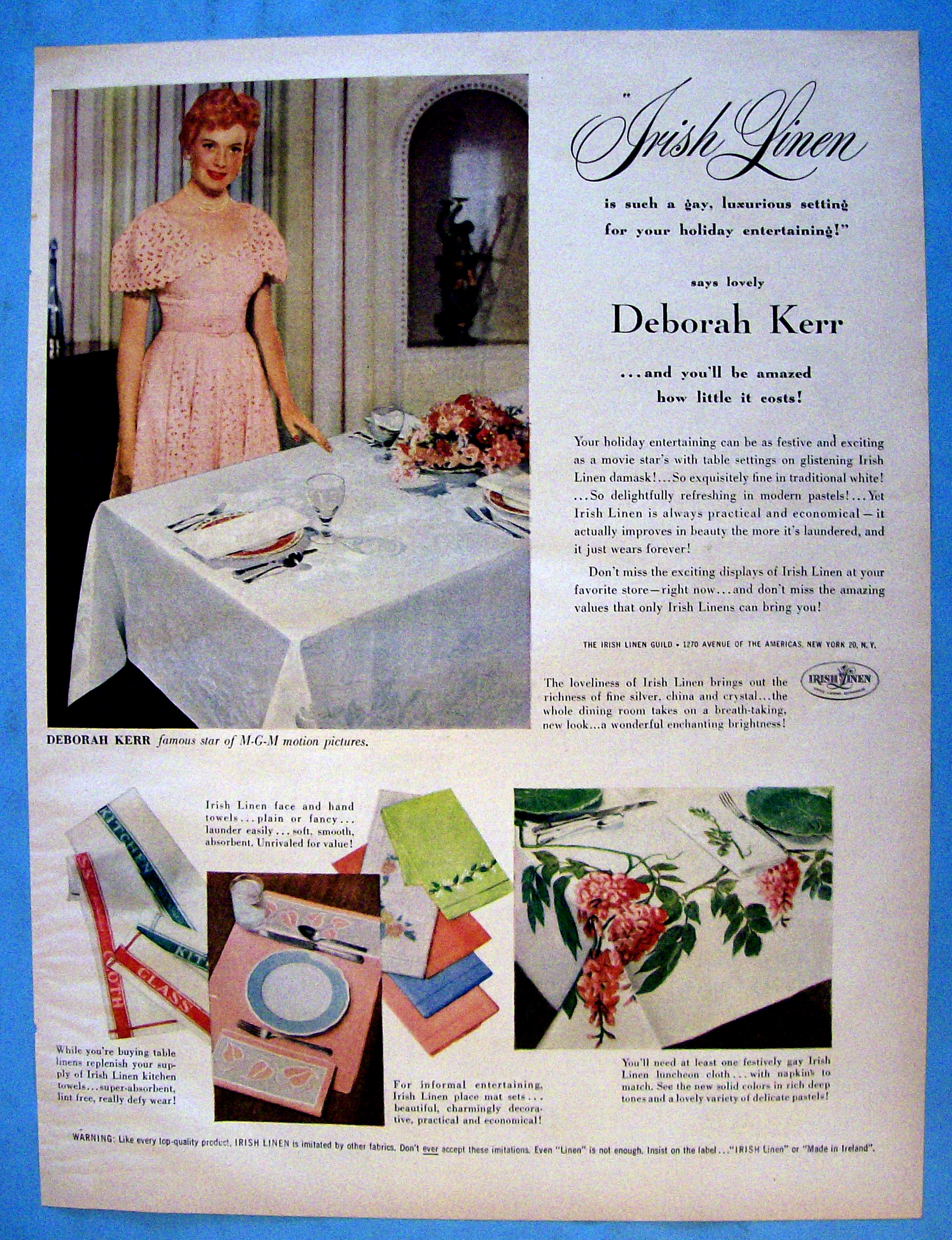 1951 Irish Linen with Actress Deborah Kerr