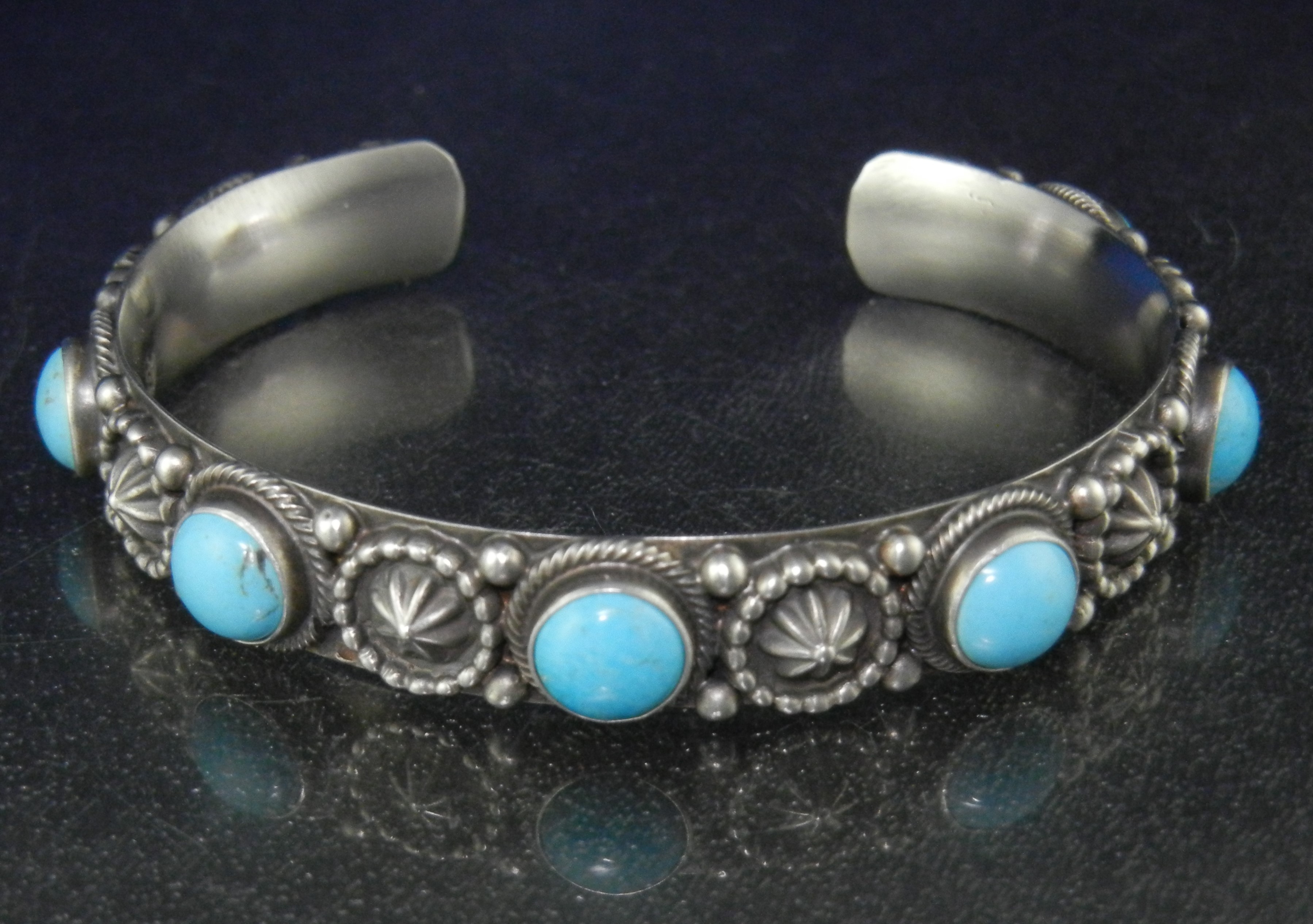 Navajo Sterling Silver Sleeping Beauty Turquoise R.B